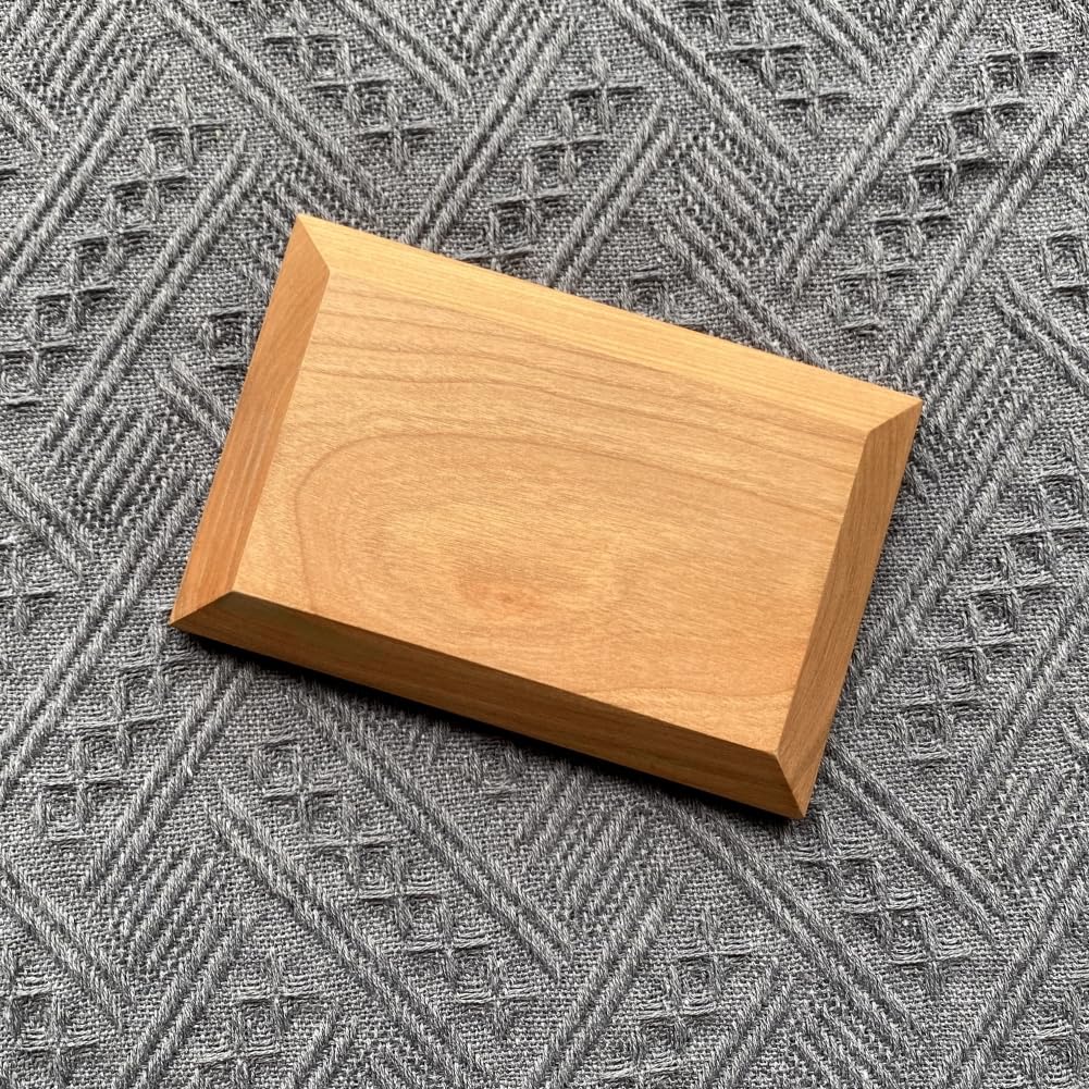 WIN CHAMP Solid Cherrywood Pedestal, Rectangular Wood Display Base with Bevel, Modern Farmhouse Decor Wooden Riser for Display (6" x 4" x 7/8")