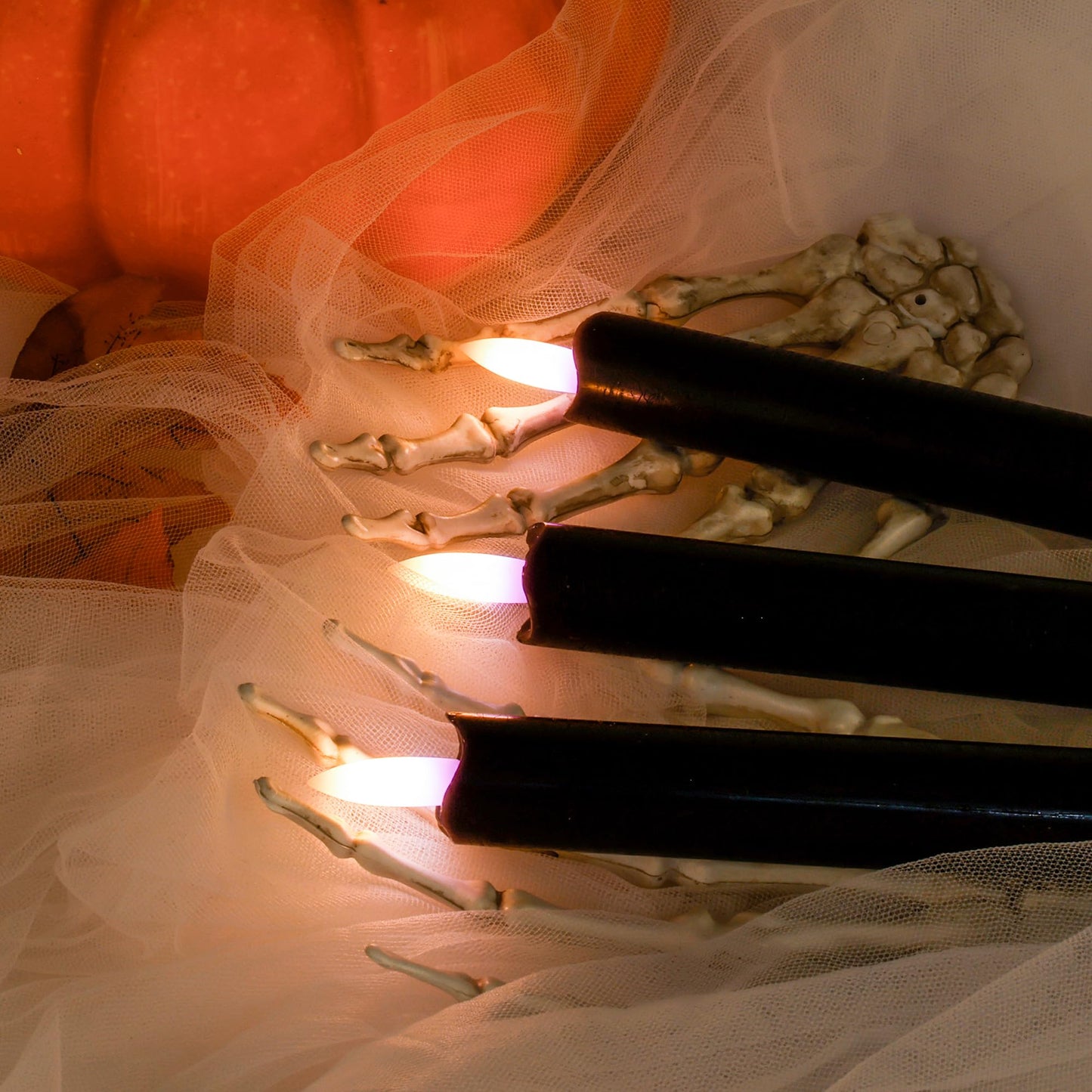 SHENSY Black Flameless Taper Candles, Set of 3 – 9.64" LED Candlesticks with 3D Flickering Flame, Real Wax Battery Candles with Remote and Timer – Elegant Halloween Window and Table Decor