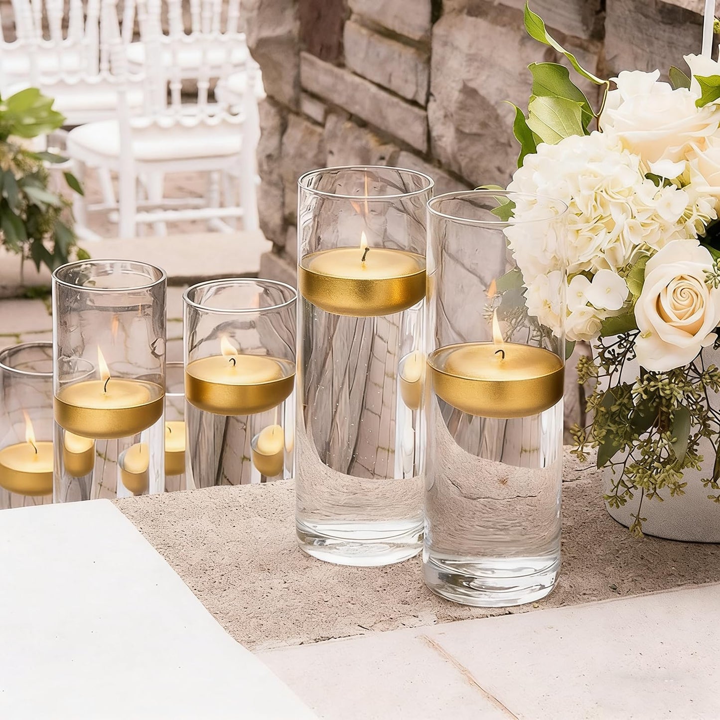 Gold Floating Candles 3 Inch 12 Pack – Paraffin Wax Floating Candle for Weddings, Centerpieces, Parties & Holiday Décor – Elegant, Long Burning & Clean Flame