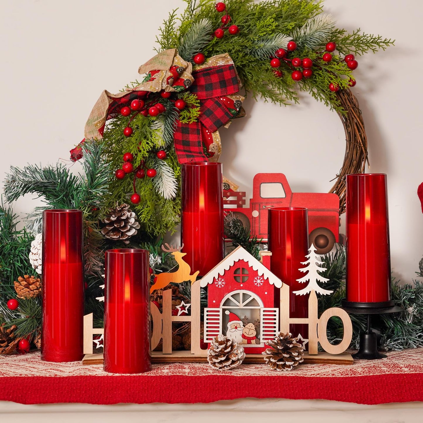 Homemory Red Acrylic Flameless LED Candles with Remote & Timer, Battery Powered, Fake Candles, Elegant Home Decor, Parties, or Wedding Lighting