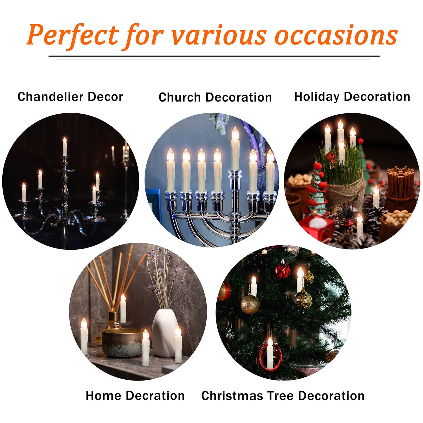 Flameless LED Taper Candles with Clips, 4” Battery Operated Window Candles with Remote Timer Mini LED Chandelier Candlesticks for Home Decor Wedding Church Party & Tree Lighting,10 Pack,Beige