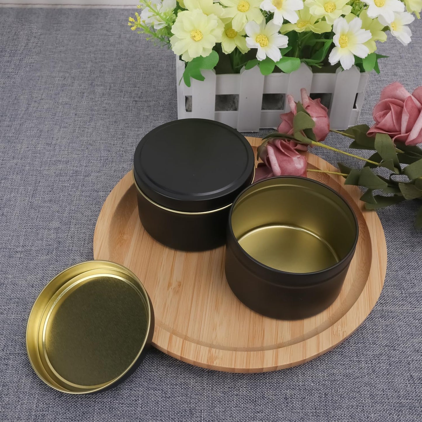 GENHAKON 36 Pack 8 oz Black Candle Tins - Bulk Candle Making Tins and Jars