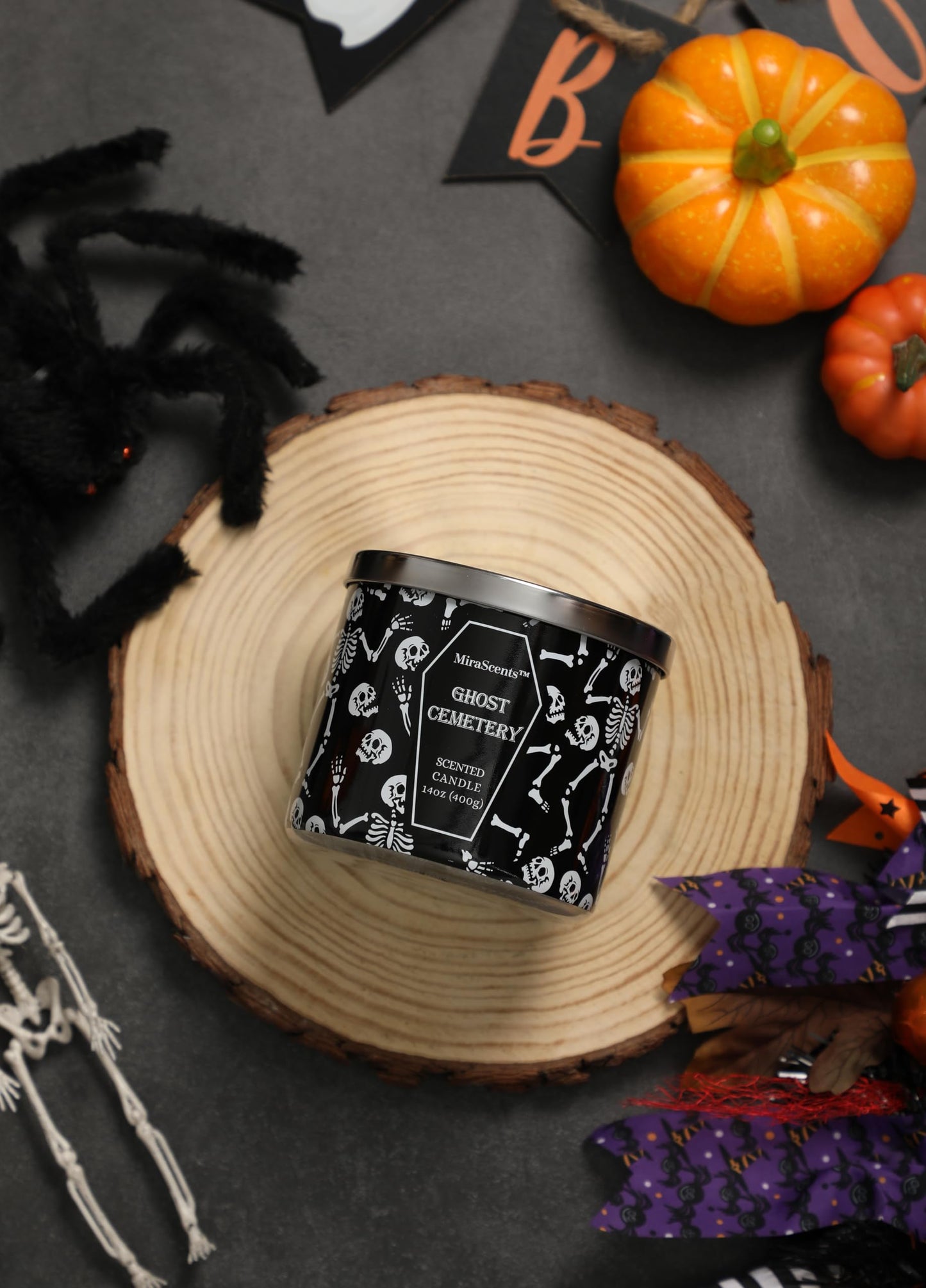 Halloween Candle, Halloween Scented Candle, Ghost Cemetery Candles, Large 3 Wicks Candles, Natural Soy Wax,Gifts for Women,14oz