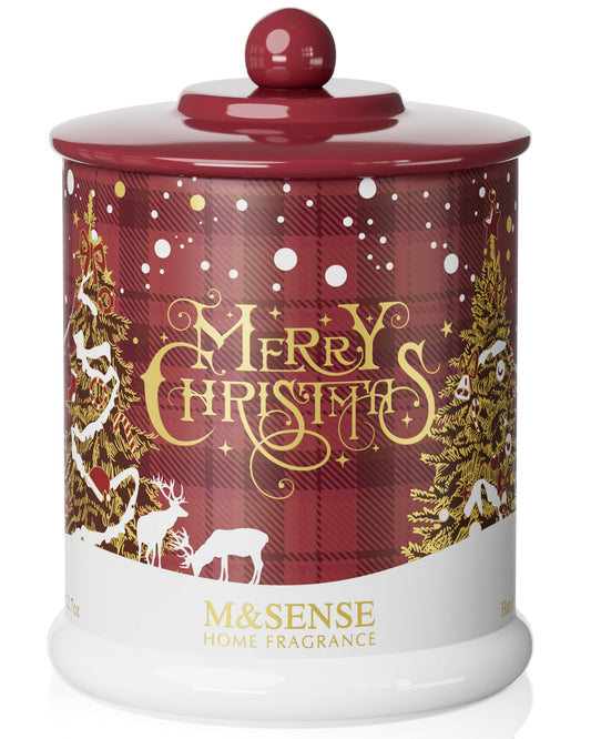 M&SENSE Christmas Candles Baked Apple Pie Scented, Soy Wax 12.7oz 75 Hours Long Lasting Clean Burn, 2 Wick Cinnamon Apple Winter Holiday Candles for Home Decor, Luxury Relaxing Candle Gifts for Women
