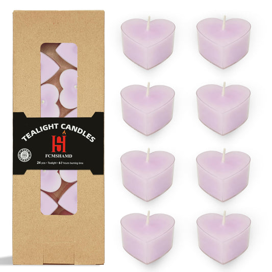 Purple Tea Lights Set of 24, Violet Scented Tealight Candles, Handmade Tea Candles, Long Burning Tealights for Romantic Wedding Home Decor Gift