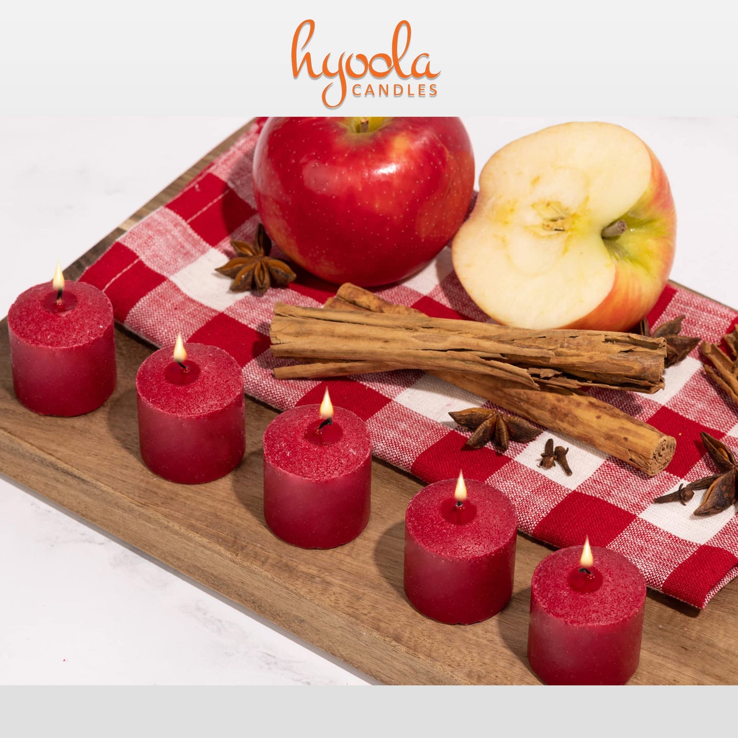 HYOOLA Scented Votive Candles - Baked Apple Votive Candles -12 Hour Burn Time - 9 Pack - European Made