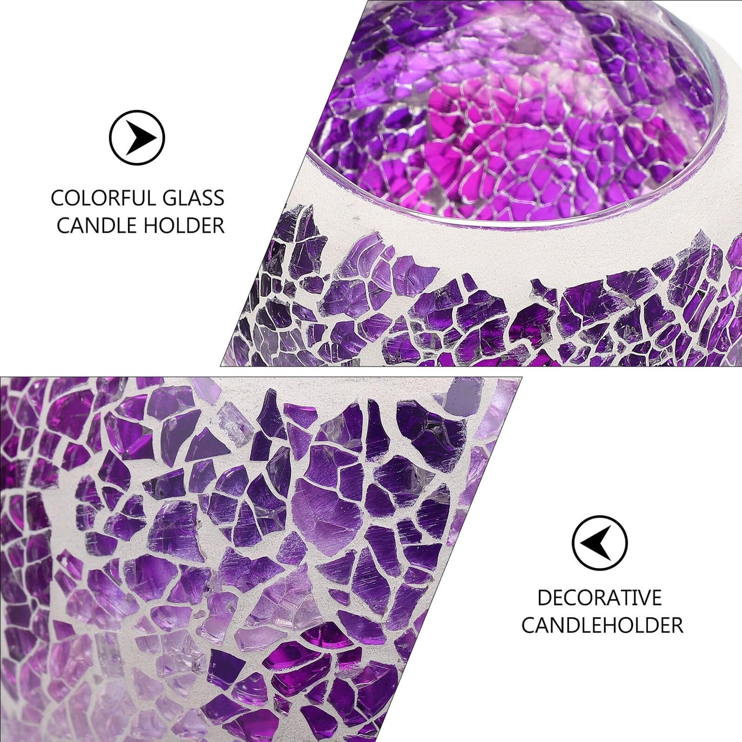 ELEOUTI European Mosaic Glass Candle Stand, Purple Table Candleholder for Romantic Dinner, Decorative Candlestick for Home and Dining Table Decor