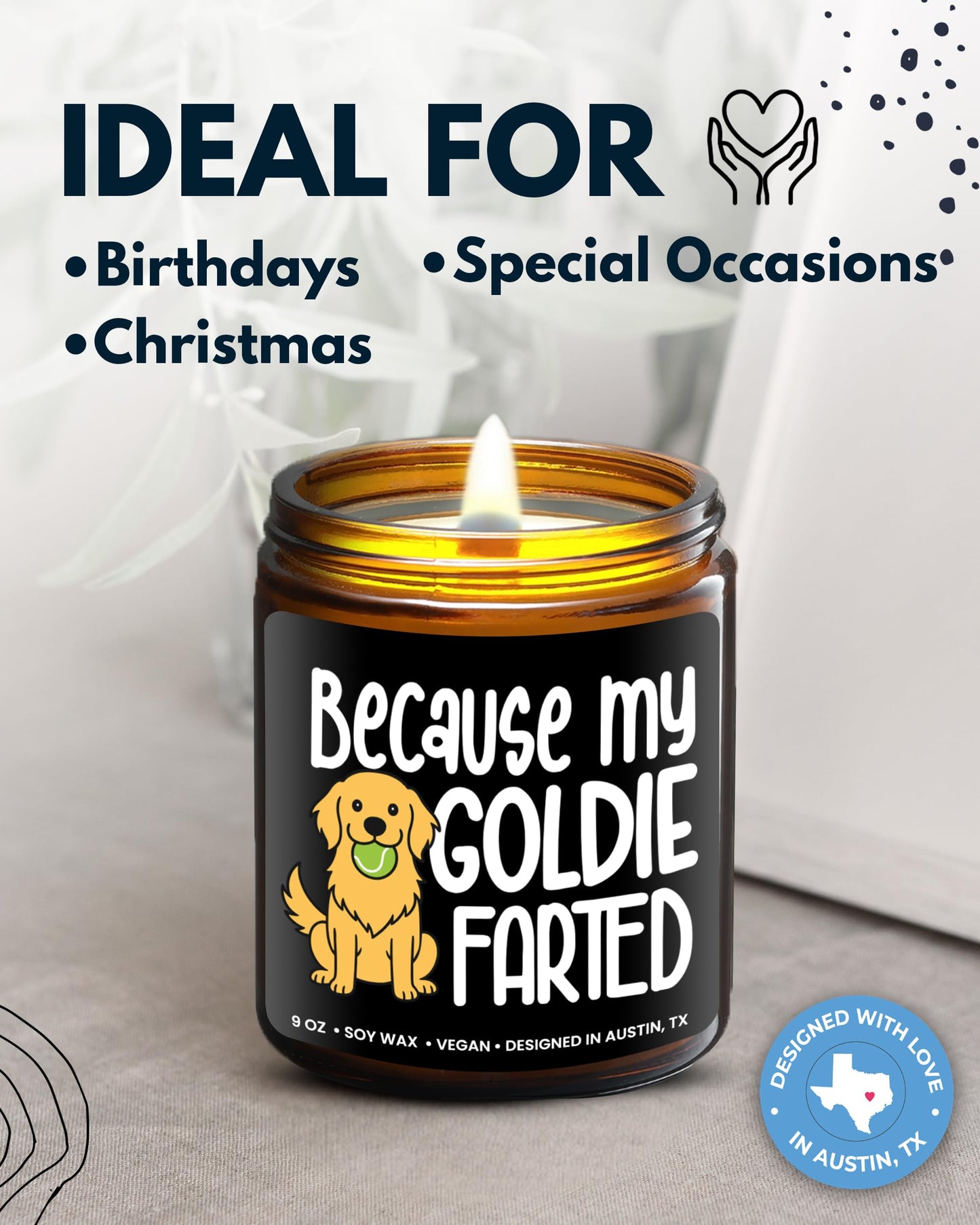 Funny Goldie Candle, Golden Retriever Gifts for Women and Men, Unique Funny Pet-Themed Gift Ideas, Best Present for Pet Lovers, Perfect Present for Dog Mom and Dog Dad, Birthday, Christmas, Gift-Ready