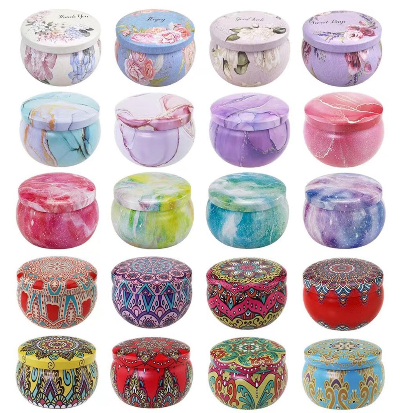 FWJUNHUYC Scented candle tin can drum metal packaging tinplate gift candy scented candle set tin box