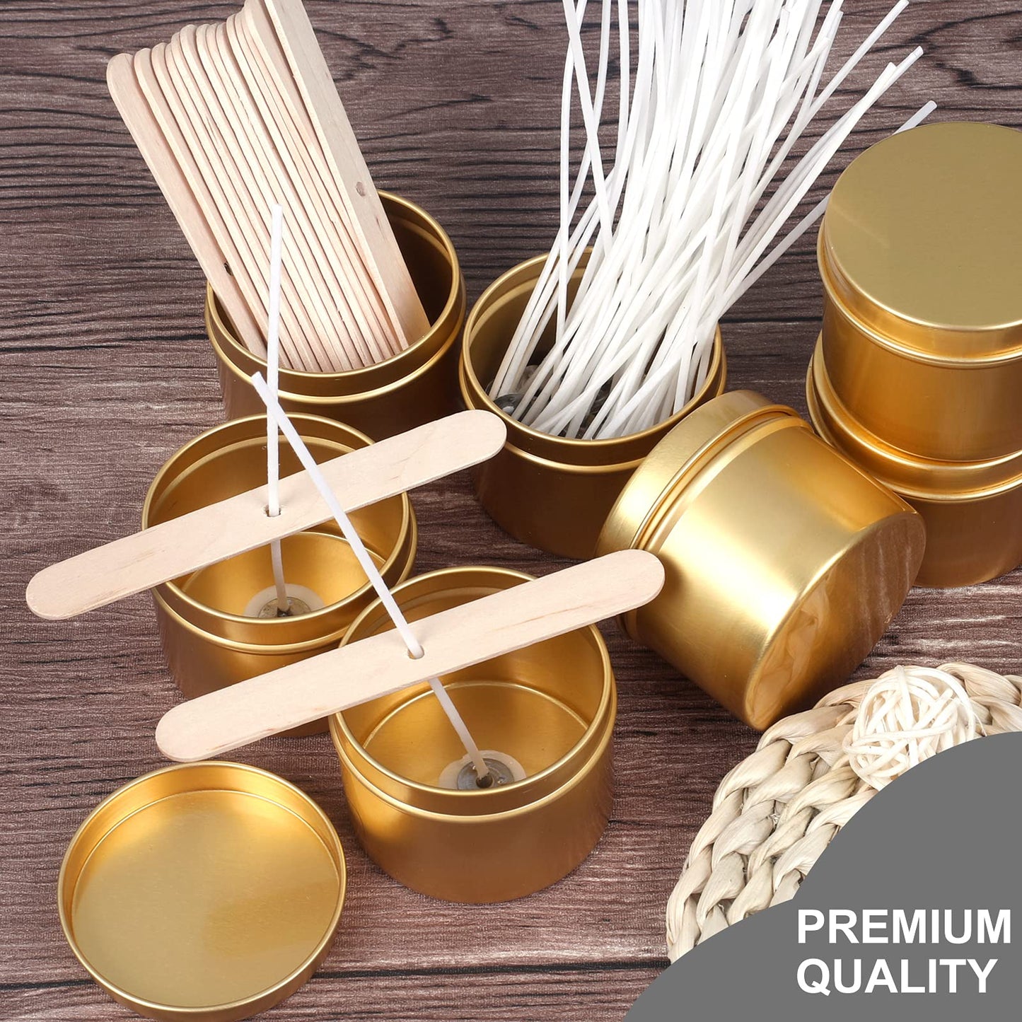 DINGPAI Candle Tin 18 Pcs, 4oz Candle Containers, Candle Jars for DIY Candle Making, Gold Color, Arts & Crafts, Storage and Holiday Gifts