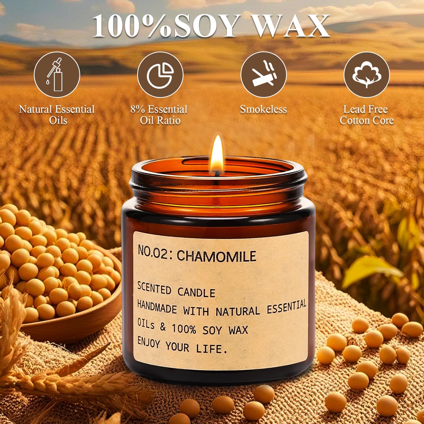 Candles for Home Scented, 150 Hours of Burning Time Aromatherapy Candle, 6 Pack Natural Soy Candle Set, Scented Candles Suitable for Giving Gift, Gifts for Women, Teacher Gifts﻿, Mothers Day Gifts