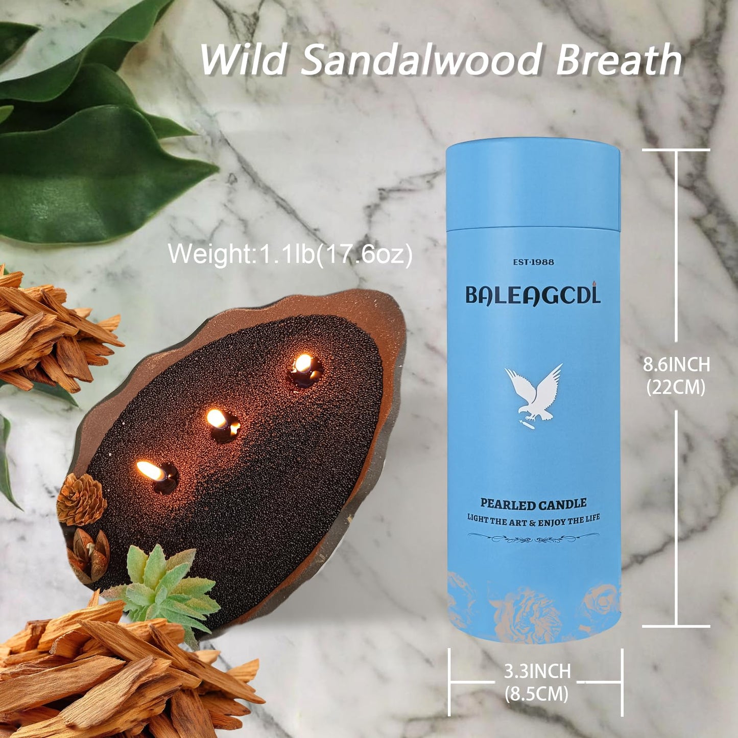 Pearled Candles with 30 Wicks -18 Oz YUKCAXDLS Wild Sandalwood Breath Scented DIY Pearleds Wax Refillable for Making Lasts up to 100+ Hours of Steady Burn Smokeless - Black