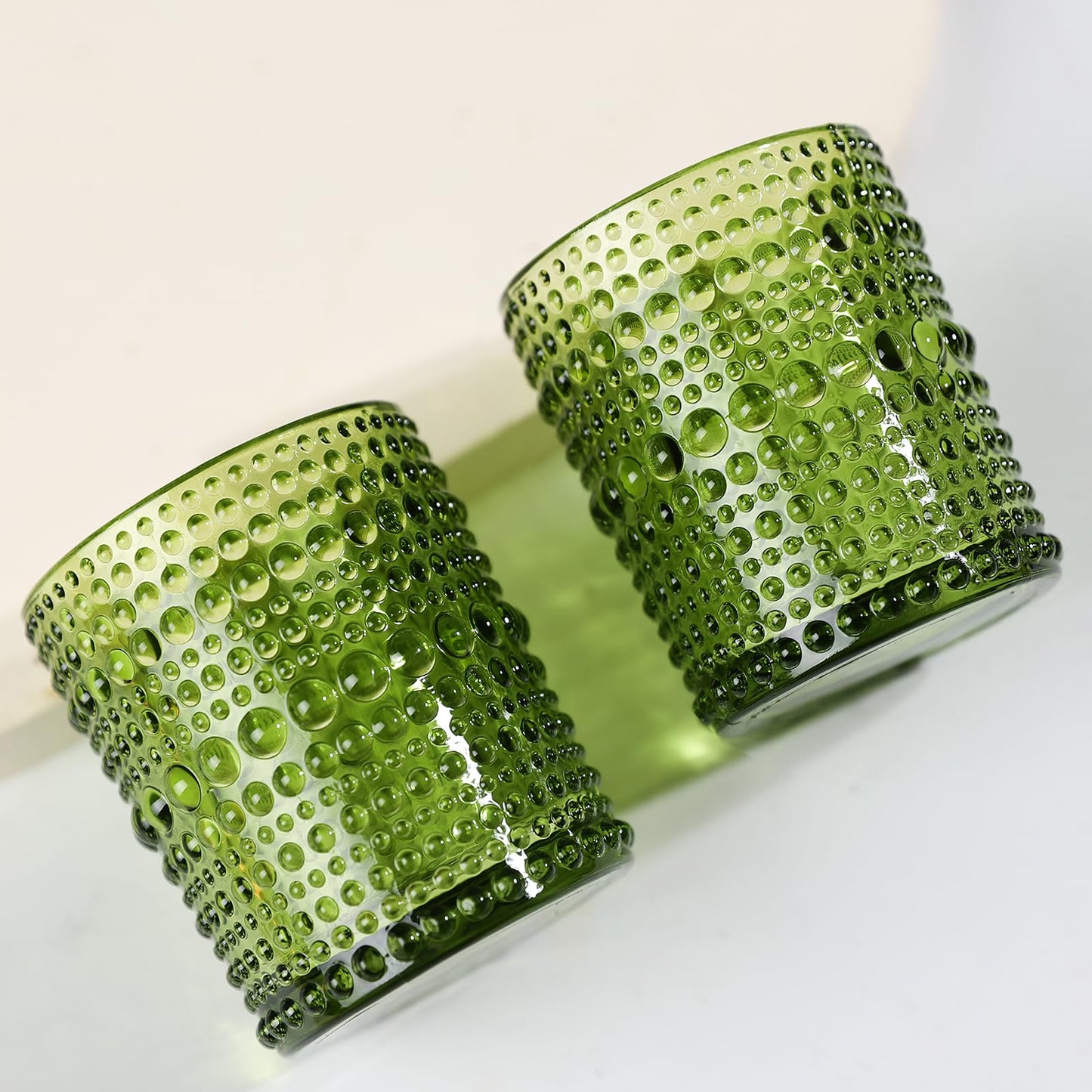 48pcs Votive Candle Holders, Green Glass DIY Wax Filling Tealight Candle Holders, Tea Light Candles Holder for Wedding Table Decoration