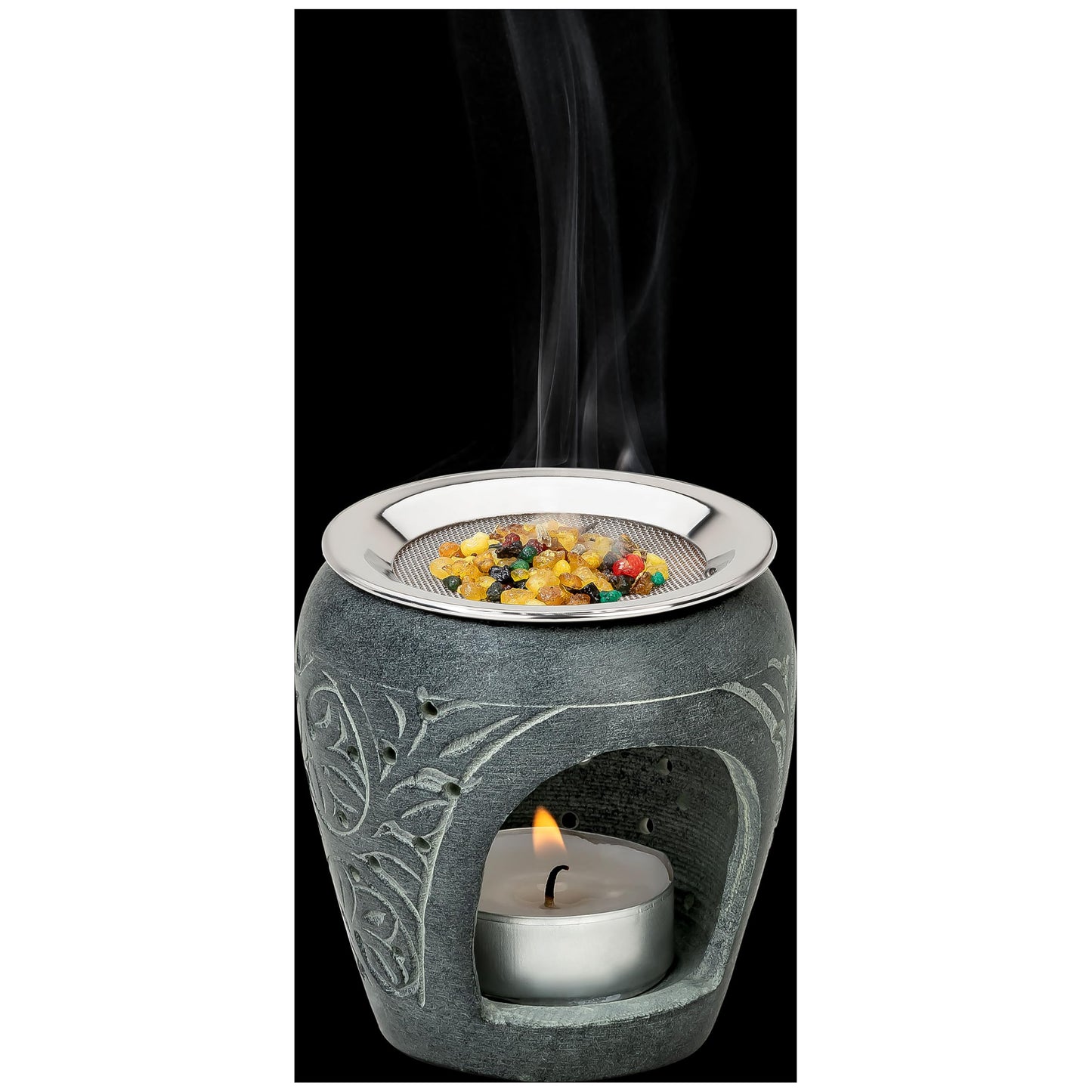 Incense Burner/Incense Holder Made from Soapstone to use with tealight Height 3.15 inch