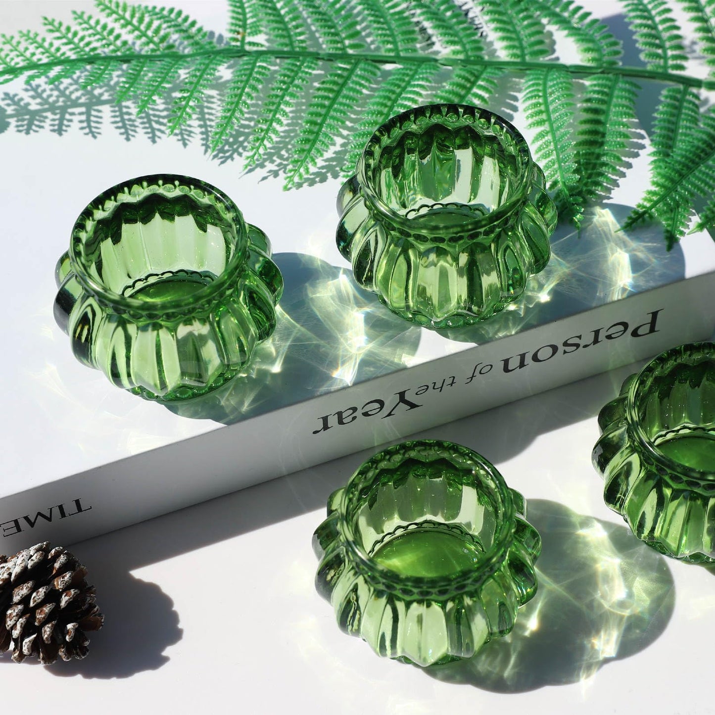Woho Green Tea Lights Candle Holder Set of 12, Green Votive Candle Holders Bulk for Wedding Table Centerpiece, Tealight Candle Holder for Christmas Party Home Decor