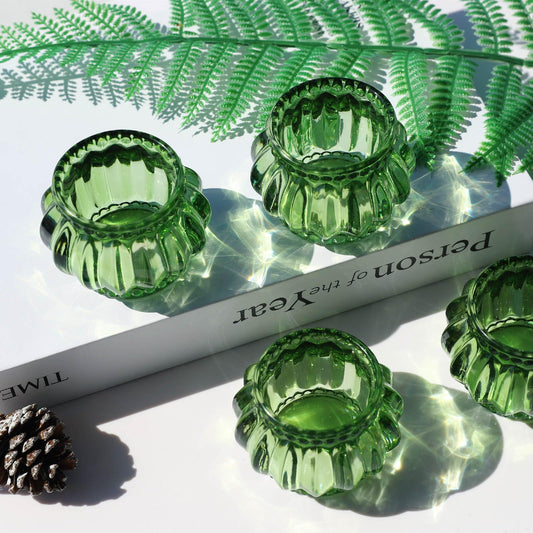 Woho Green Tea Lights Candle Holder Set of 12, Green Votive Candle Holders Bulk for Wedding Table Centerpiece, Tealight Candle Holder for Christmas Party Home Decor