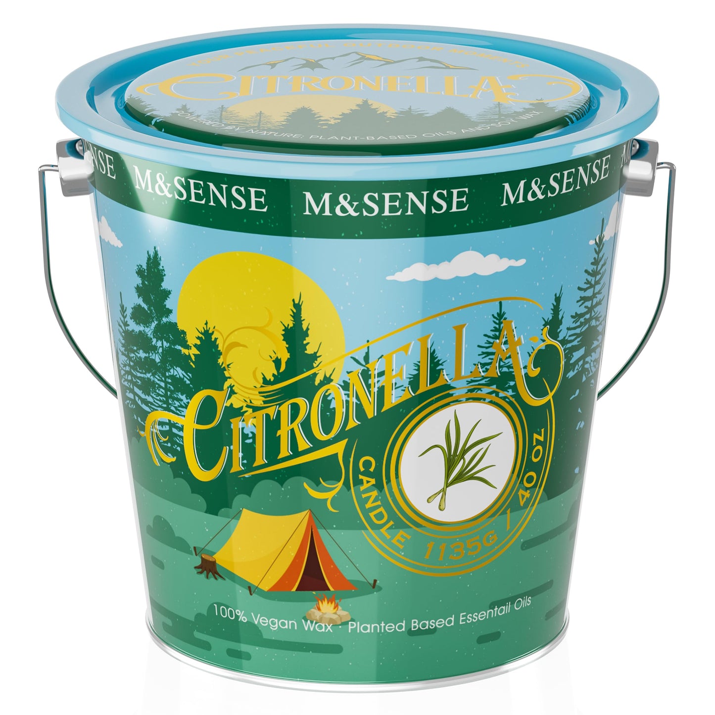 M&SENSE Citronella Candles Outdoor, 250 Hours Burn Natural Citronella Oil Soy Candle for Patio Camping, 40 oz Large Long Lasting Lemongrass Summer Candles for Indoor Home Scented