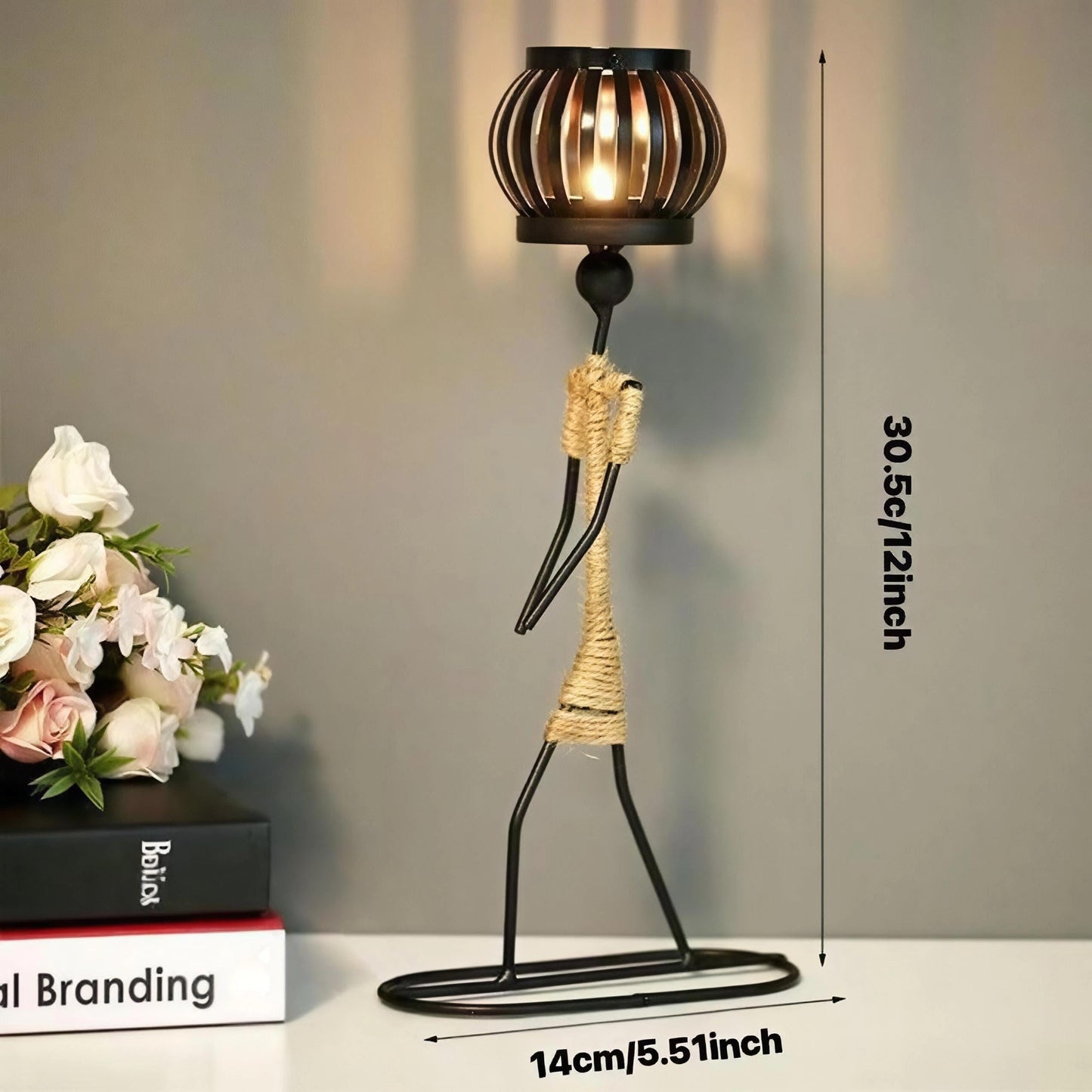 Candle Holder Decor for Centerpieces, Tea Light Candle Holder for Home, Bar, Restaurant, Hotel Dinning Table Decor, Handmade Iron Craft (Style B)