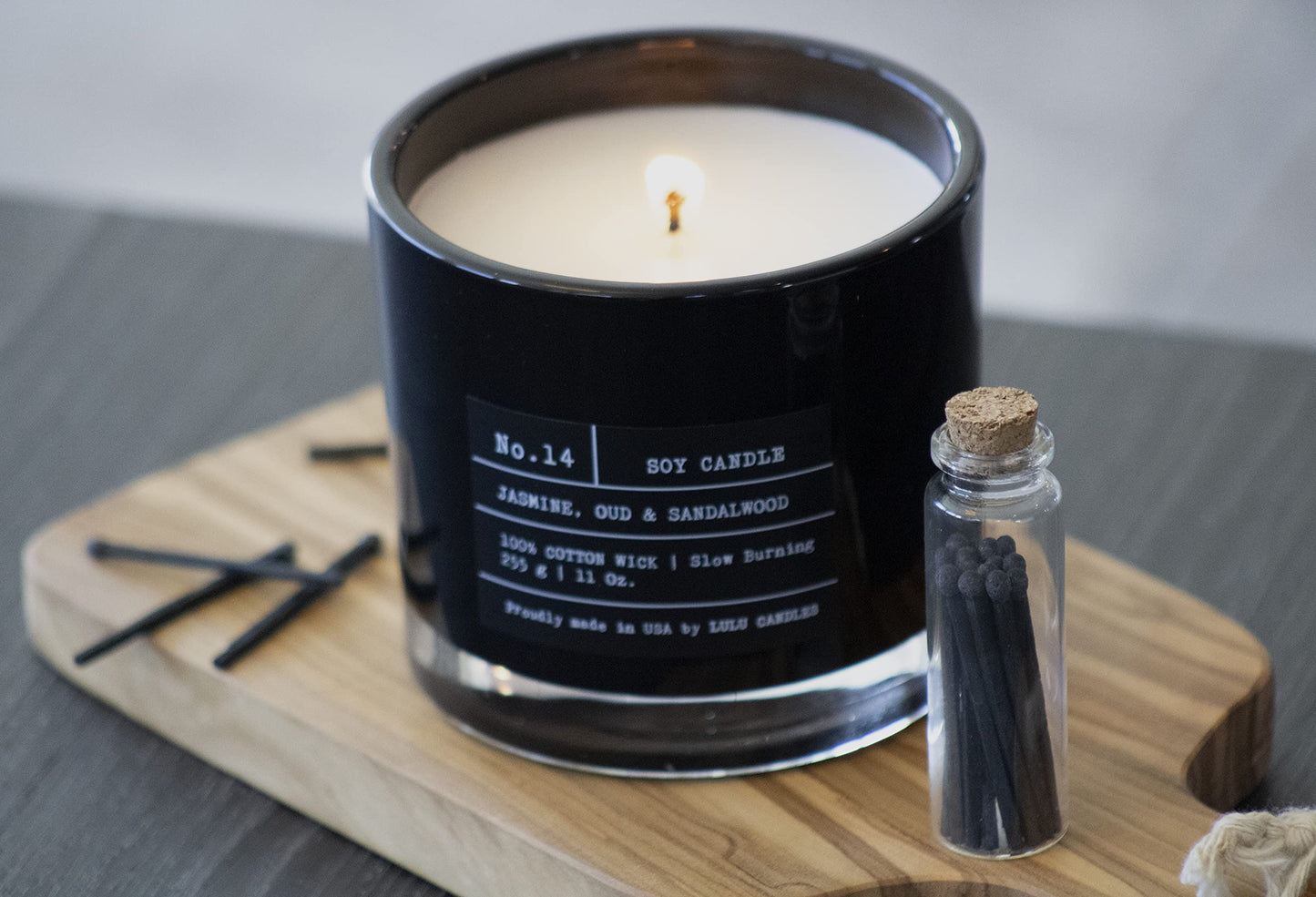 Lulu Candles | Jasmine, Oud & Sandalwood | Luxury Scented Soy Jar Candle | Hand Poured in The USA | Highly Scented & Long Lasting (11 Oz.)