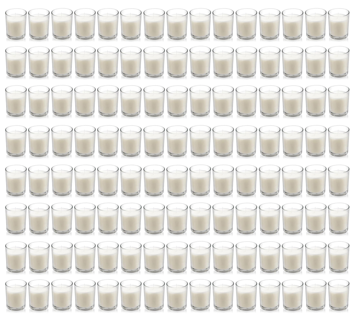 Housecret 120 Pack Warm White Unscented Clear Glass Filled Votive Candles. Hand Poured Wax Candle Ideal Gifts for Aromatherapy Spa Weddings Birthdays Holidays Party