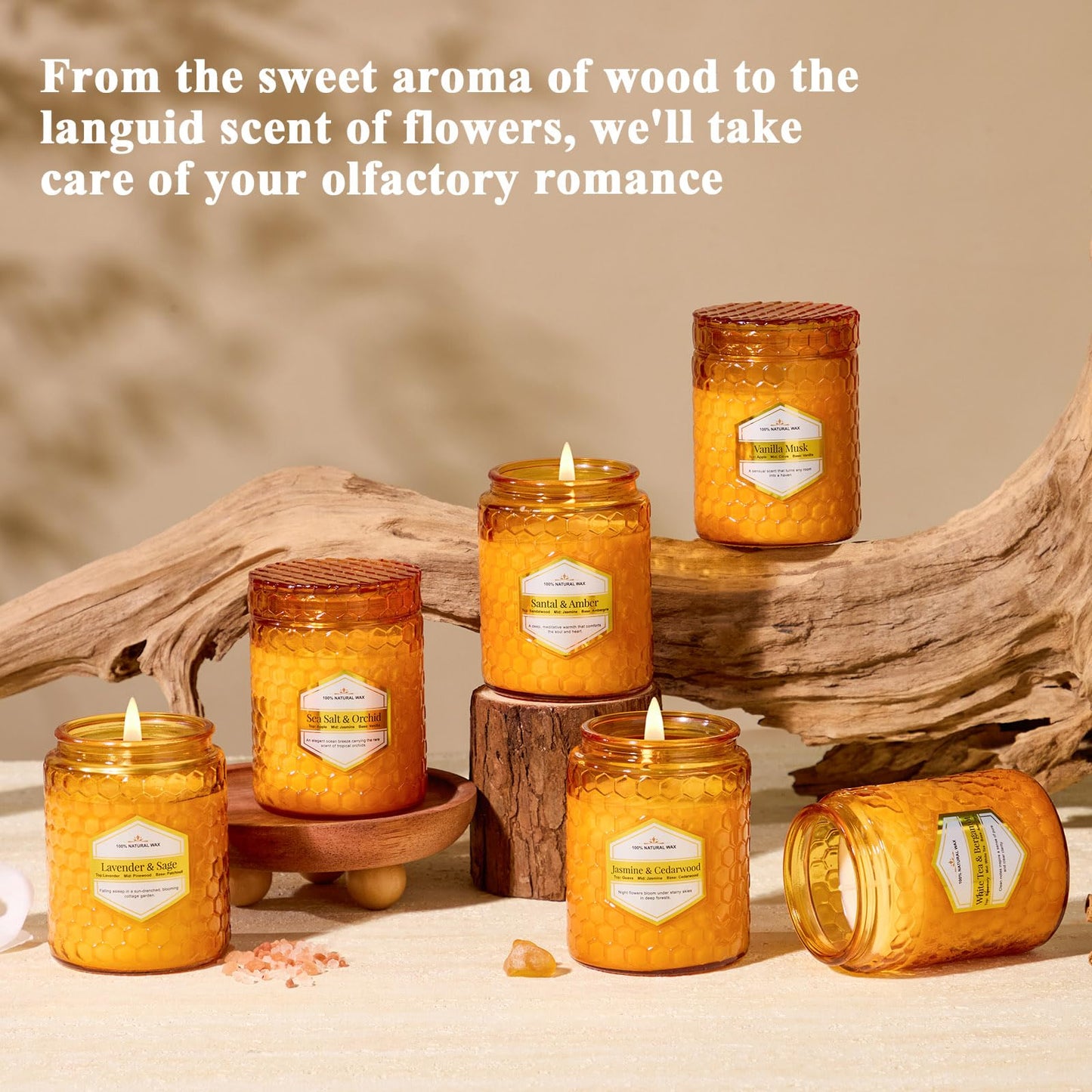 6 Pack Natural Soy Wax Jar Candles for Home, Scented Aromatherapy Gift Set for Women, 33 oz 240 Hour Long Lasting Candles Gifts for Mothers Day Birthday Women Valentine's Day