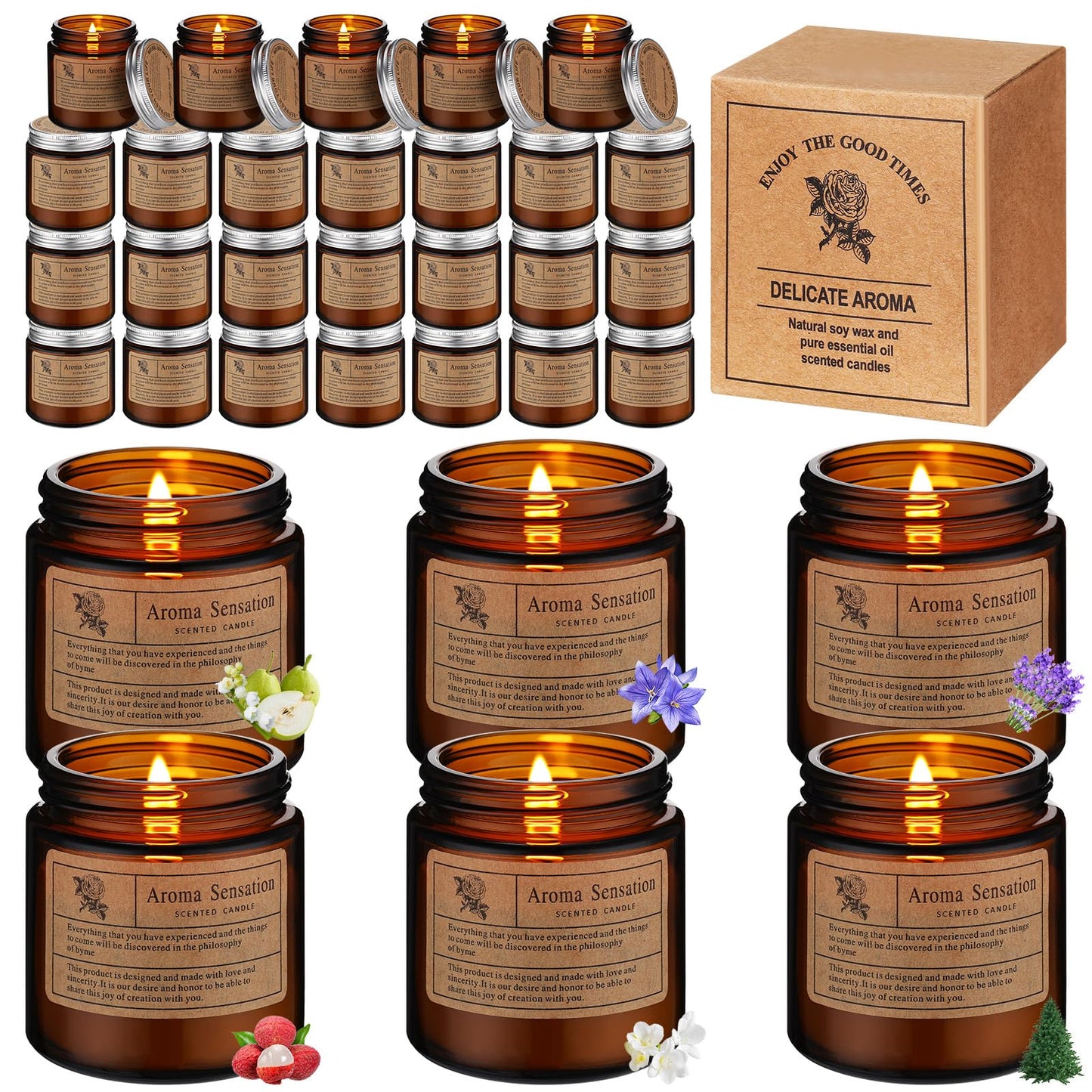 MTLEE 36 Pcs Scented Candles for Home Bulk Jar Candles Gift Set for Women Long Lasting Aromatherapy Candle for Birthday Teacher Thanksgiving Anniversary(Simple Style)