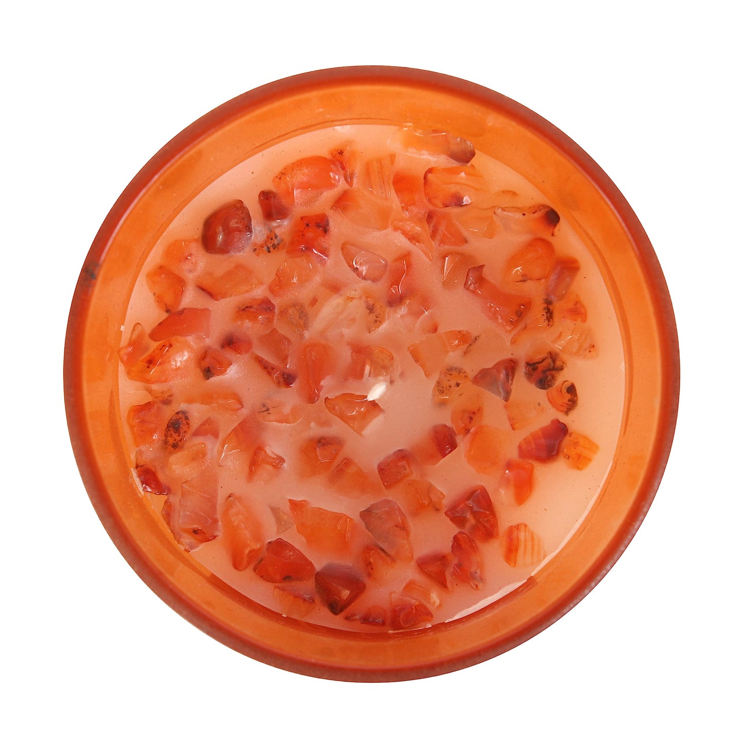 Sacral Chakra Candle: Orange Fragranced with Carnelian Crystal Chips, Reusable Glass Holder, Metallic Lid - 25-Hour Burn Time, Paraffin Wax - Spiritual Purpose, Seven Chakras Healing