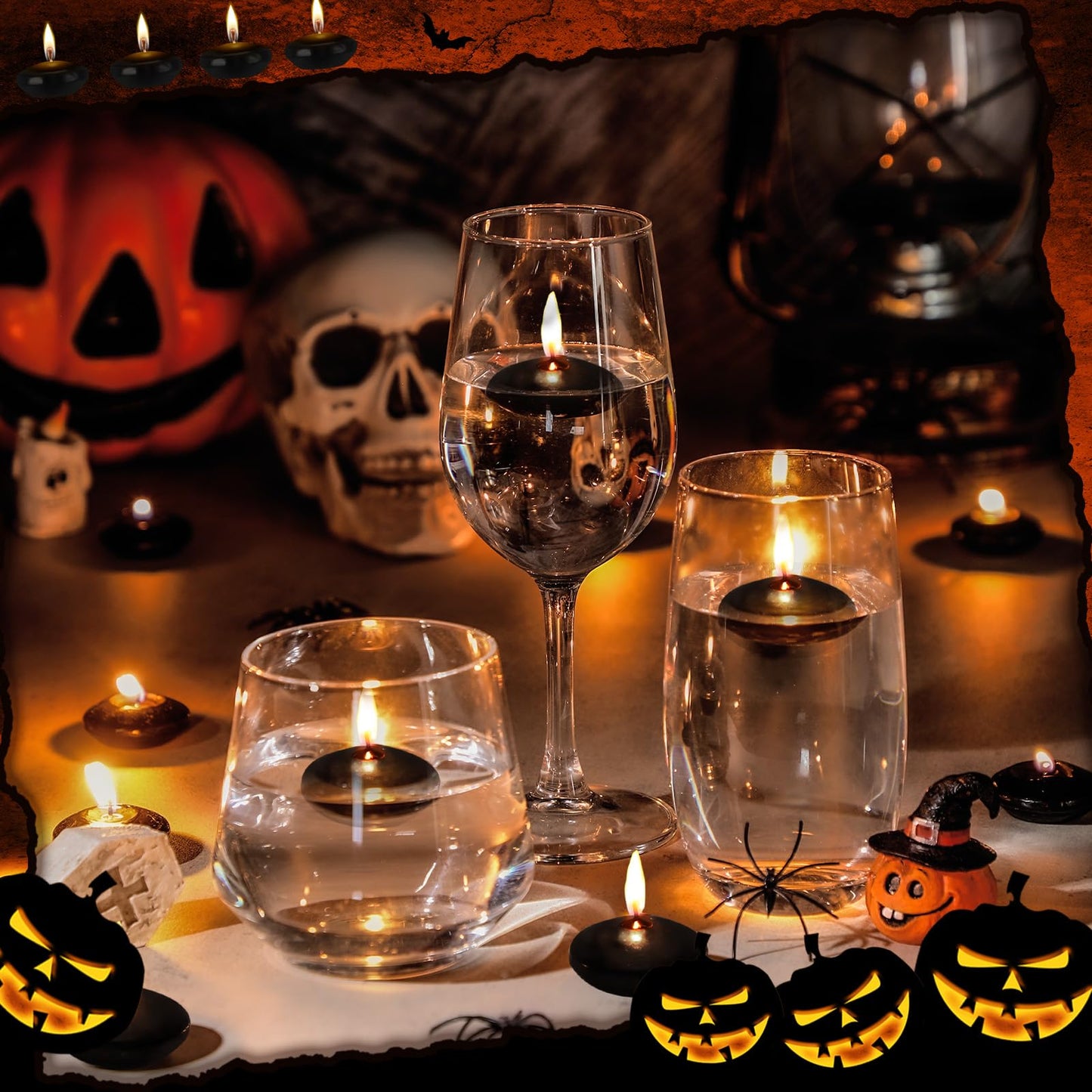 Nuanchu 20 Pcs Black Floating Candles Centerpieces for Wedding Small Unscented Floating Candles Decoration for Wedding Anniversary Holiday Party Gifts Home Pool Decor