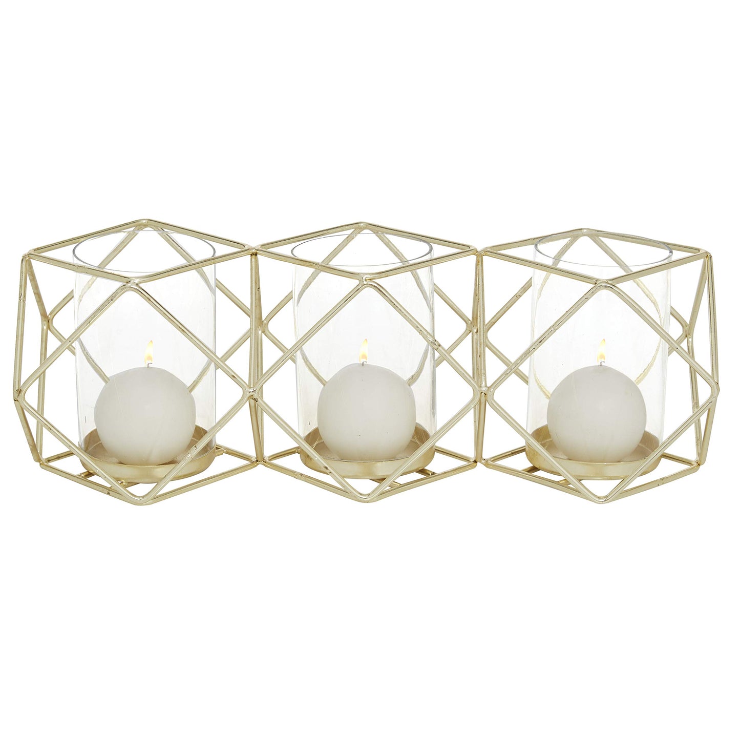 Deco 79 Modern Metal Solid Candle Holder, 15" x 5" x 5", Gold