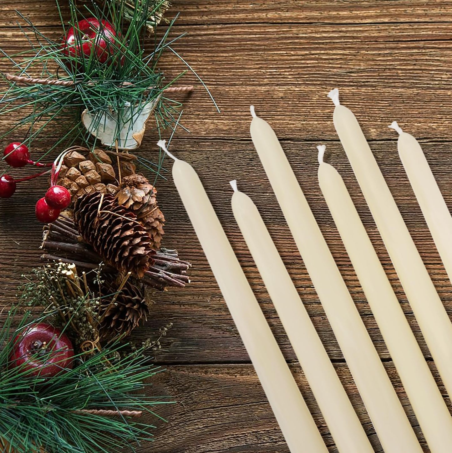 12 Inch Taper Candles 6 Pcs Unscented, Smokeless, Dripless Long Tapered Candlesticks Candles for Christmas Birthday Dinner Wedding Party Home Decor