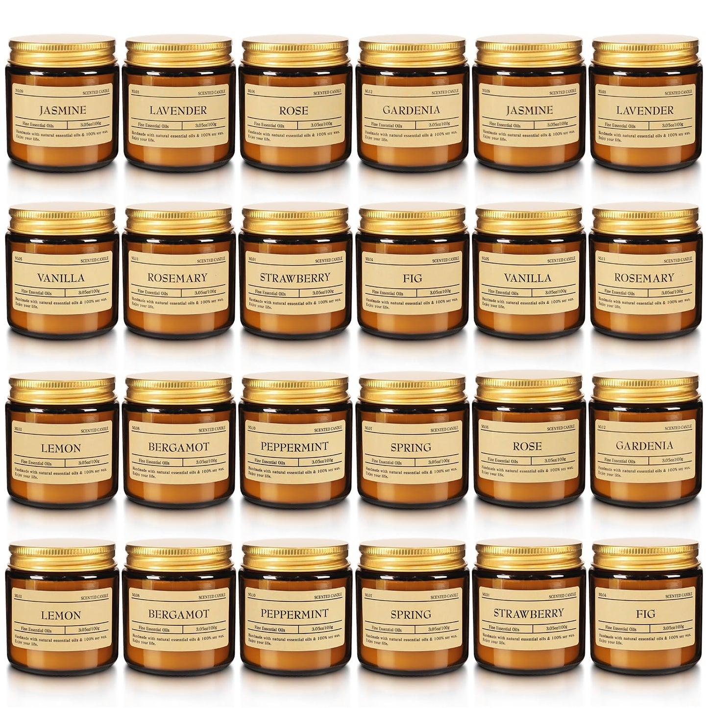 Scented Candle Set 24 Pack (3.05oz Each) - Aromatherapy Candles with Essential Oils, Smokeless Soy Wax Candles in 12 Scents, Gift for Women/Mom, Valentine/Mother's Day/Christmas/Birthday