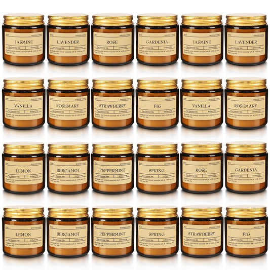 Scented Candle Set 24 Pack (3.05oz Each) - Aromatherapy Candles with Essential Oils, Smokeless Soy Wax Candles in 12 Scents, Gift for Women/Mom, Valentine/Mother's Day/Christmas/Birthday