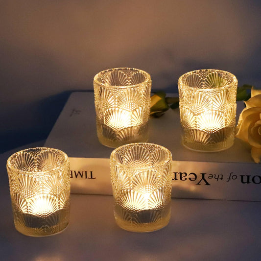 Woho 24pcs Clear Votive Candle Holders, Glass Tea Lights Candle Holder for Wedding Table Centerpiece, Vintage Tealight Candle Holder Decor for Anniversary, Bridal Shower Christmas Party