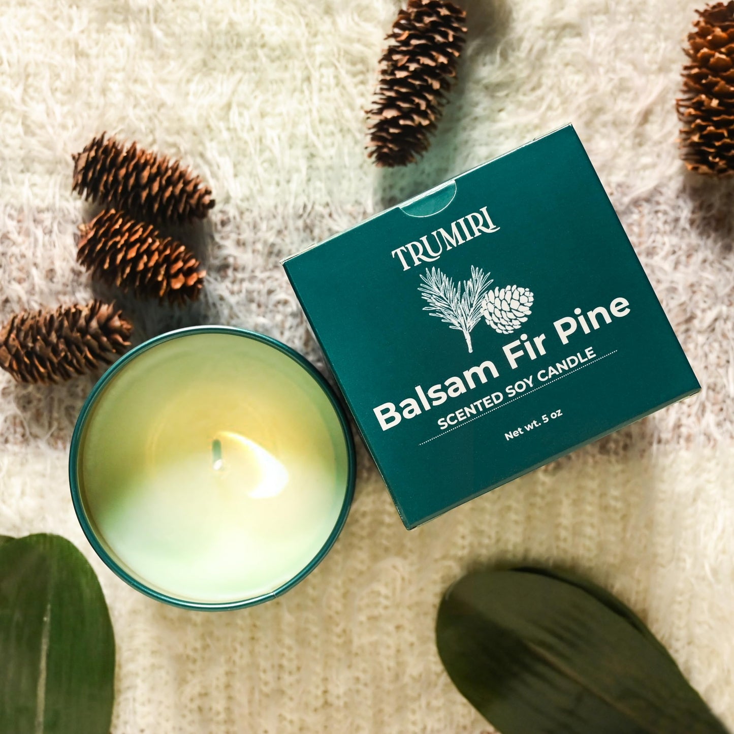Balsam Fir Pine - Soy Candles for Home Scented - 5oz Natural Clean Non Toxic - for Fall Winter Christmas Holidays - Long Lasting Highly Scented Pet Safe Luxury Tin - Velas Aromáticas para el Hogar