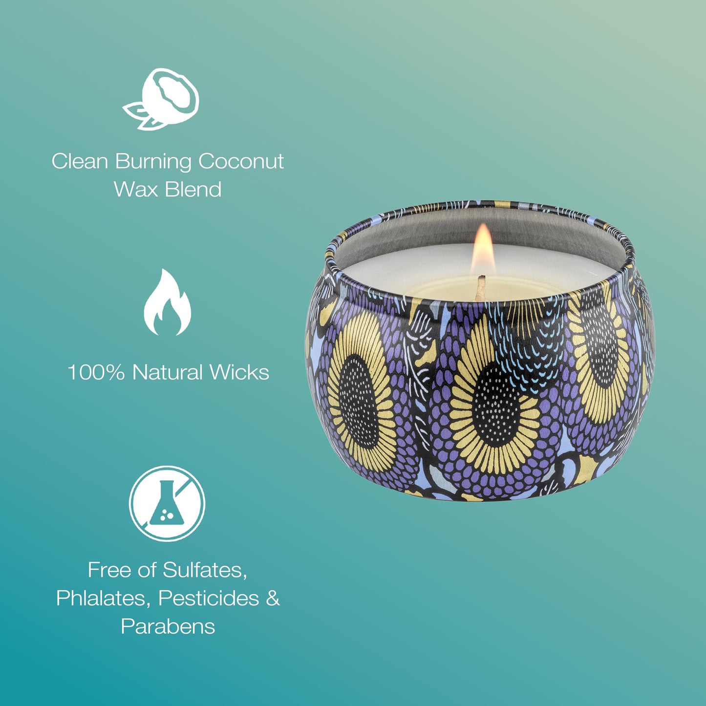 Voluspa Apple Blue Clover, Mini Tin Candle, 4 oz, 25 Hour Burn Time, Coconut Wax for Clean Burning, Handcrafted in the USA