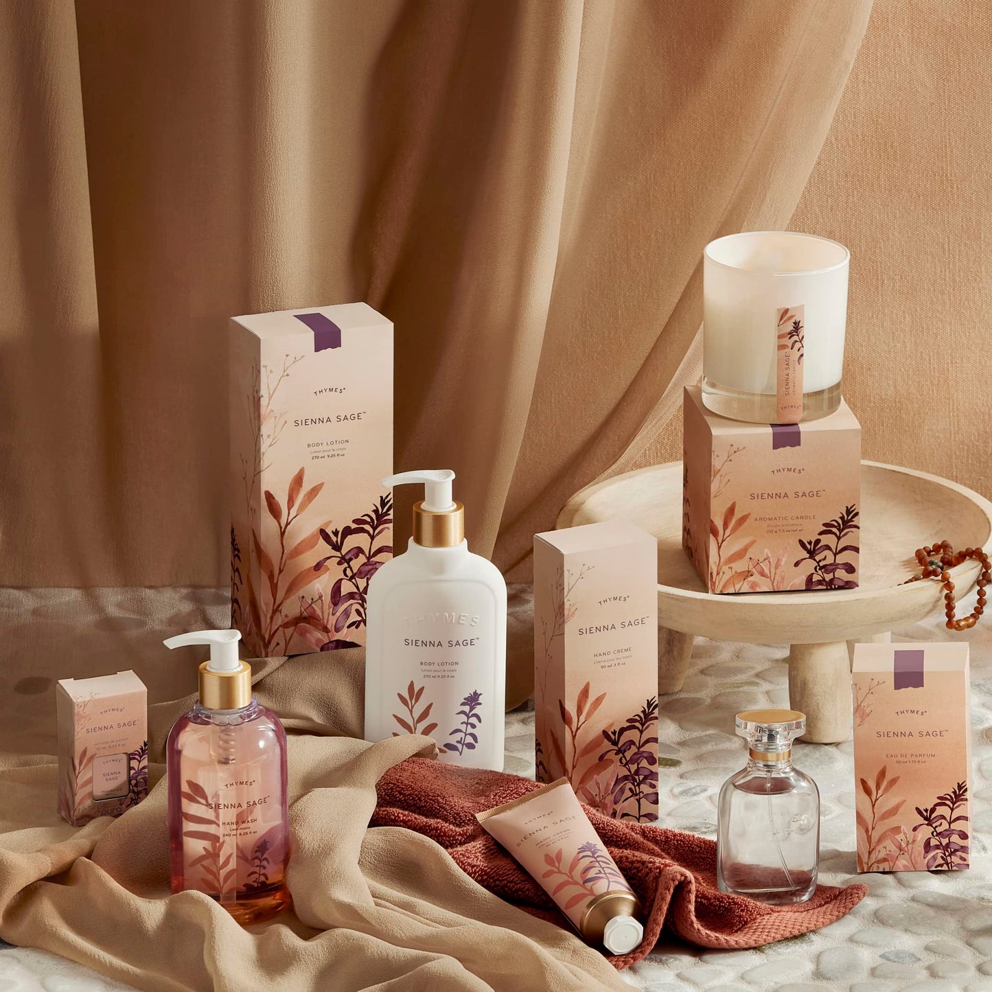 Thymes Aromatic Jar Candle - Sienna Sage Scented Candle for a Warm Home Fragrance - Notes of Palo Santo Wood, Clary Sage, and Amber - Matte White Candles (7.5 oz)