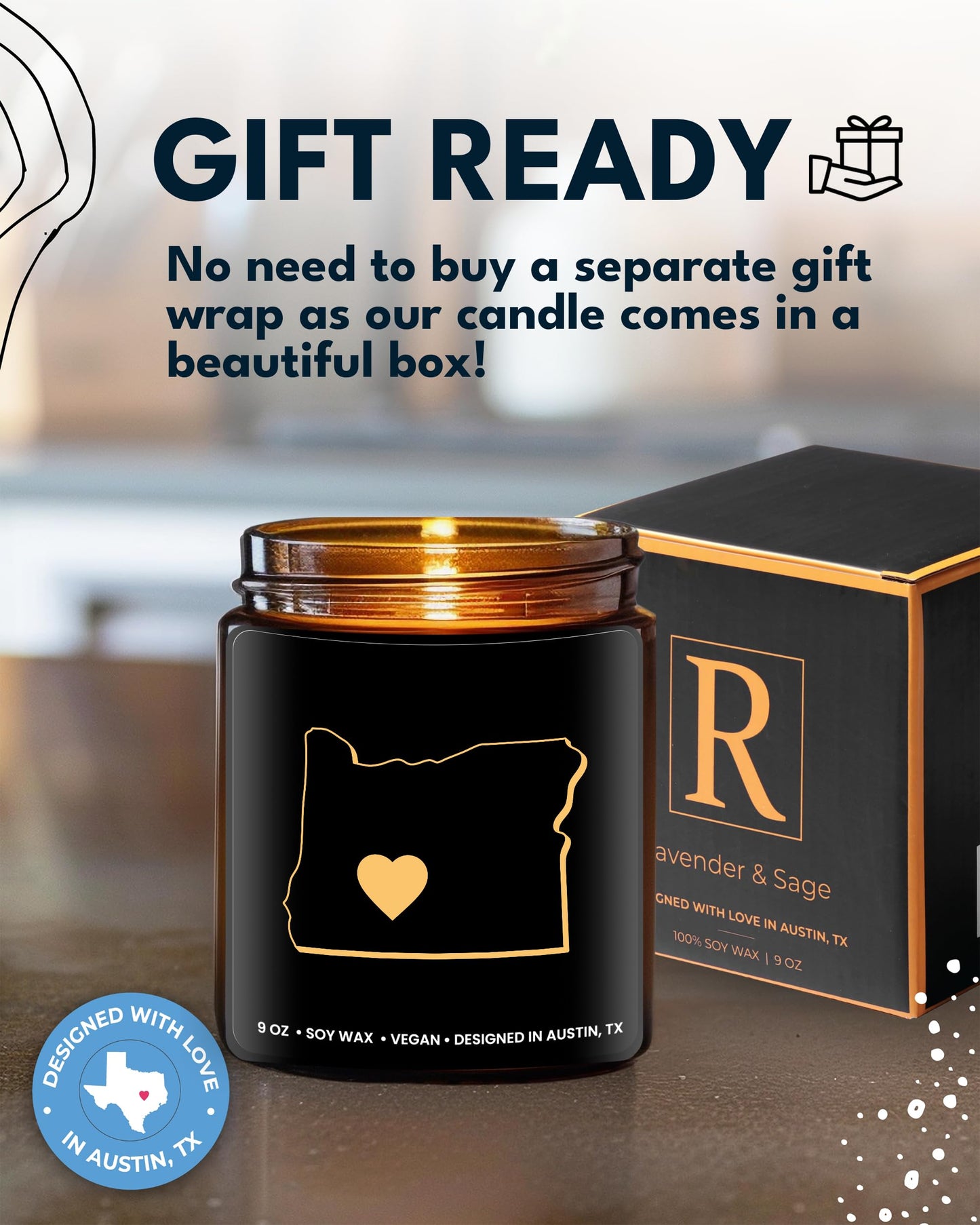 Oregon Candle, Unique Oregon Themed Gifts for Men and Women, Best State Souvenir Gifts for Moving Away, Thoughtful Home Sick Presents, Ideal for Birthday, Christmas, Graduation, Gift Ready