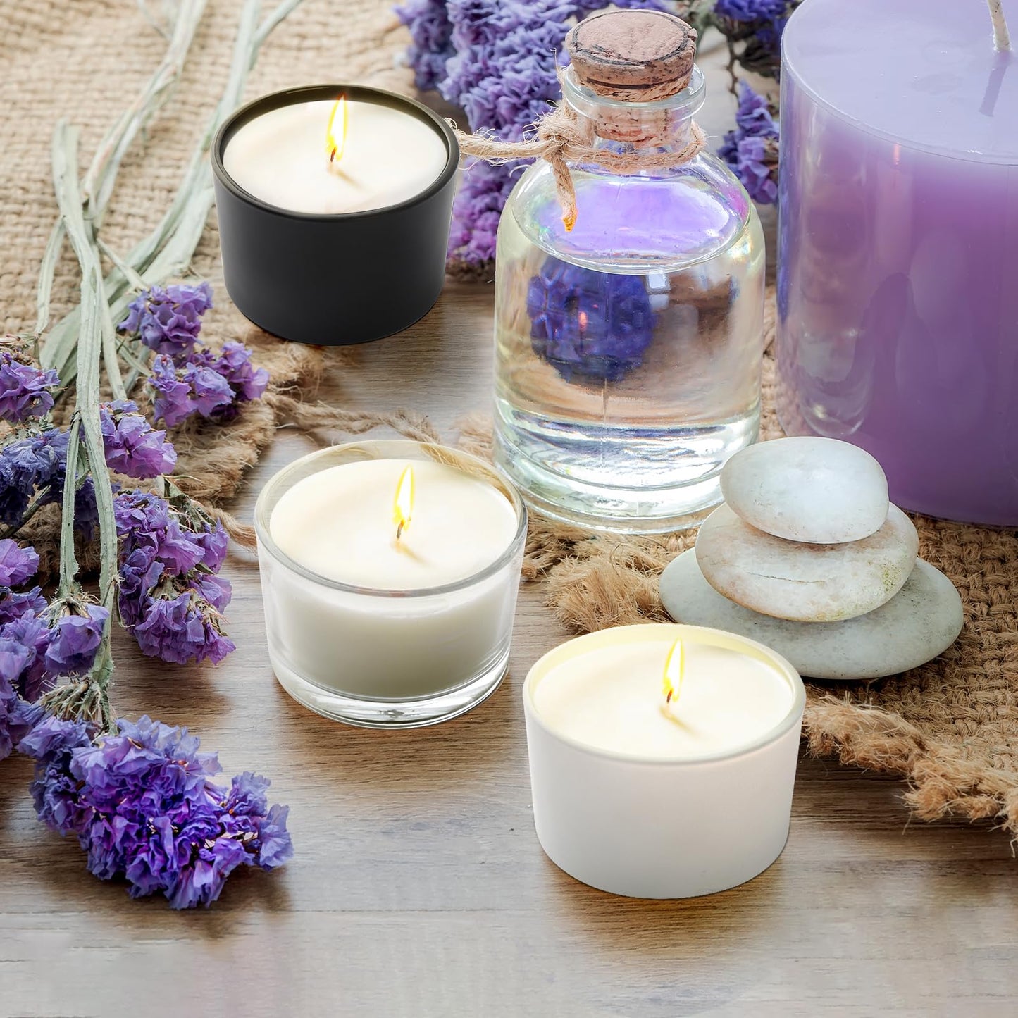 SHOWIN Thick Candle Jars for Making Candles 20 Pcs, 4 OZ Empty Jars with Wood Lids for Candle Making, Sample Container, Matte White