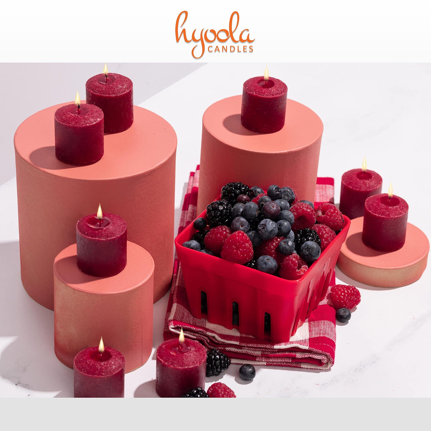 HYOOLA Scented Votive Candles - Berries Votive Candles -12 Hour Burn Time - 9 Pack - European Made