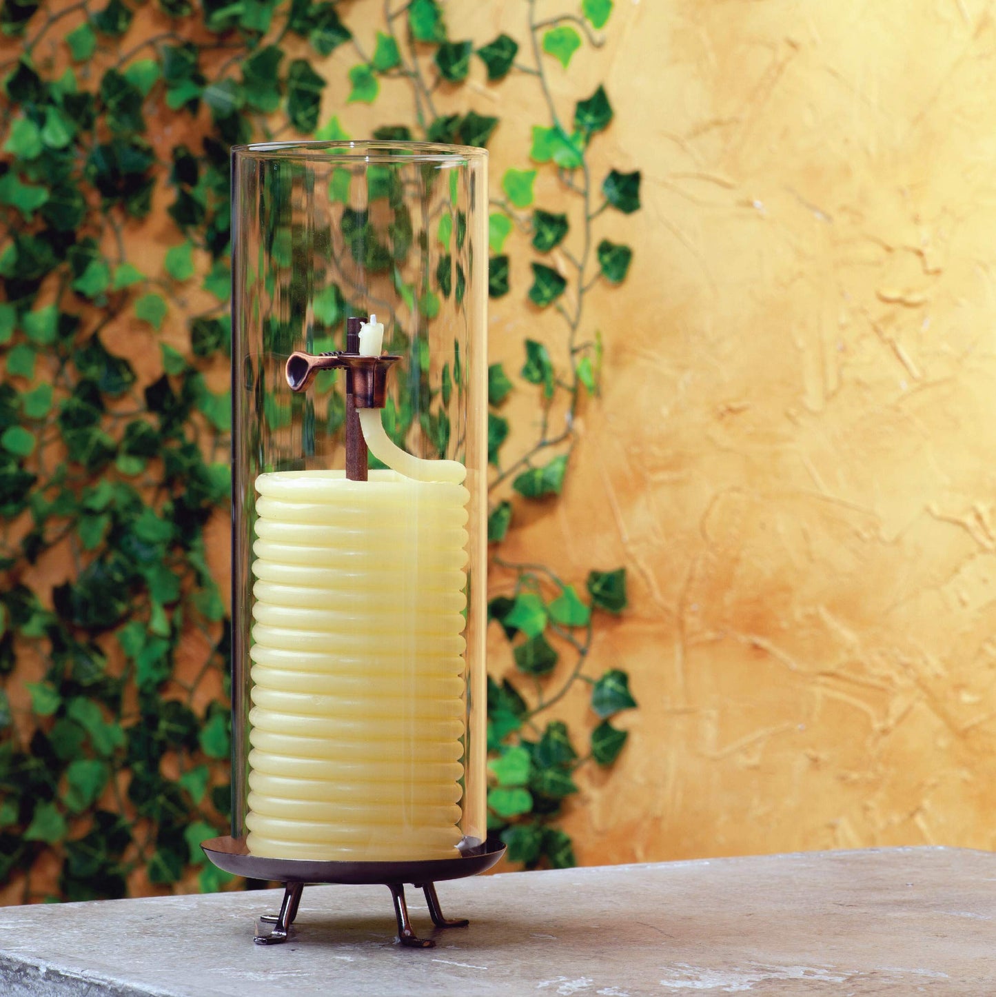 Candle by the Hour 80-Hour Candle with Glass Cylinder, Eco-friendly Natural Beeswax with Cotton Wick, Yellow