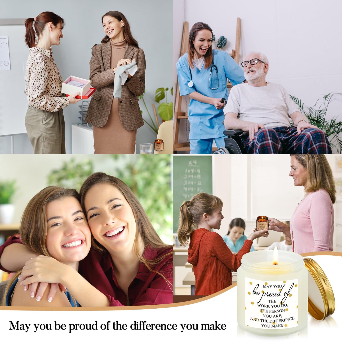 Fumete 4 Pcs Thank You Gifts Candles 3.5 oz Soy Wax Scented Candles Thank You for Being Awesome Inspirational Candle for Teacher Appreciation Secretaries Employee, 4 Fragrances (White, Stylish)
