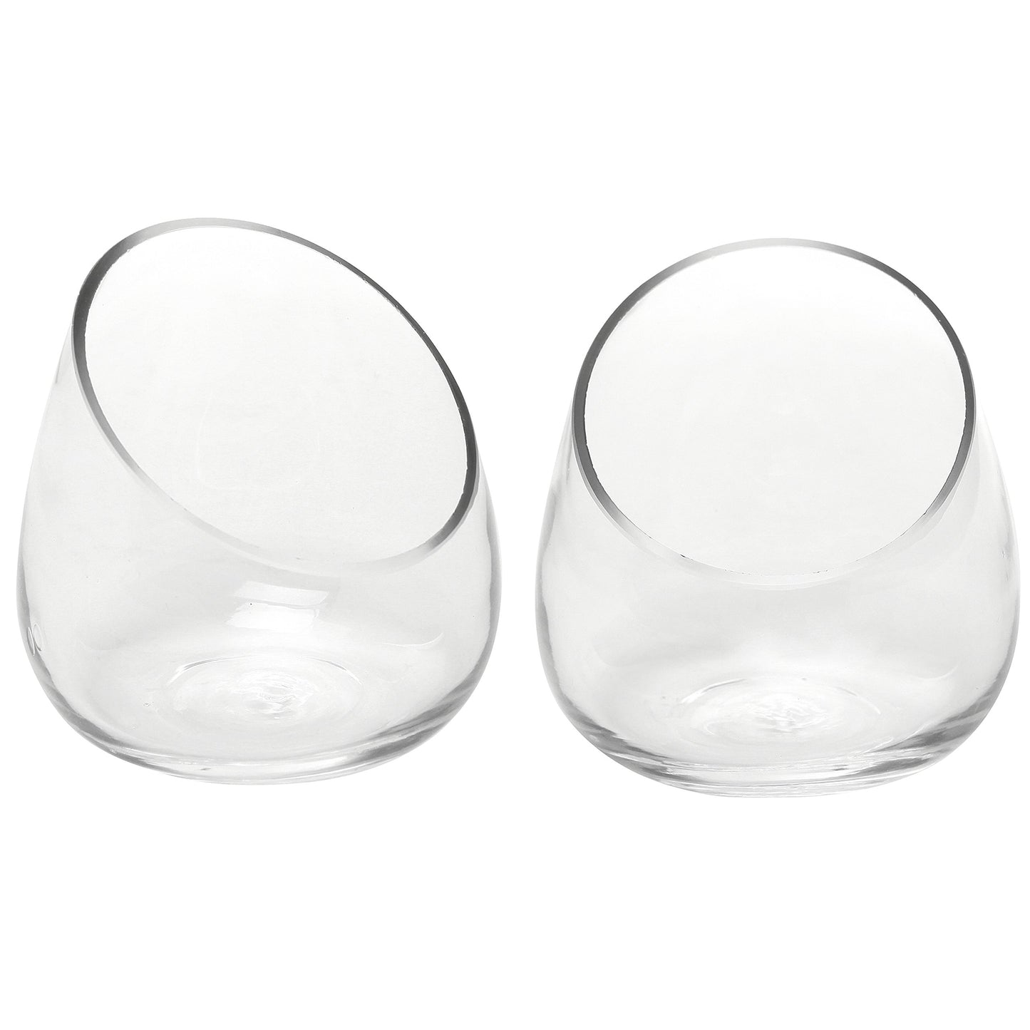 MyGift 5 Inch Premium Clear Glass Air Plant Terrarium, Mini Candy Bowl Jar, Tealight Candle Holder, Succulent Cactus Plant Vase, Set of 2