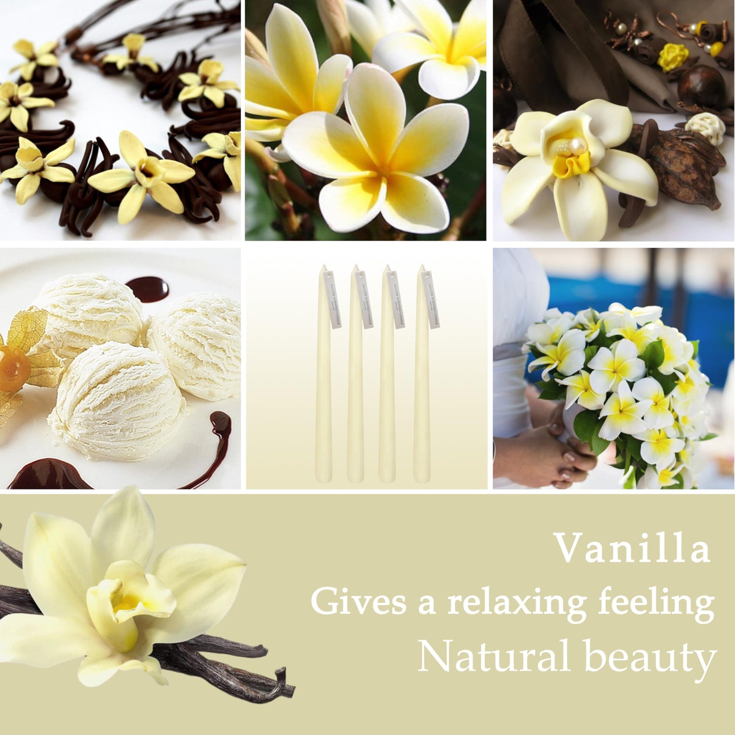 Ivory Taper Candles 4 PCS Vanilla Cream Scented Candles 10 inch Long Candlesticks for Wedding Festiva Dinner Decor