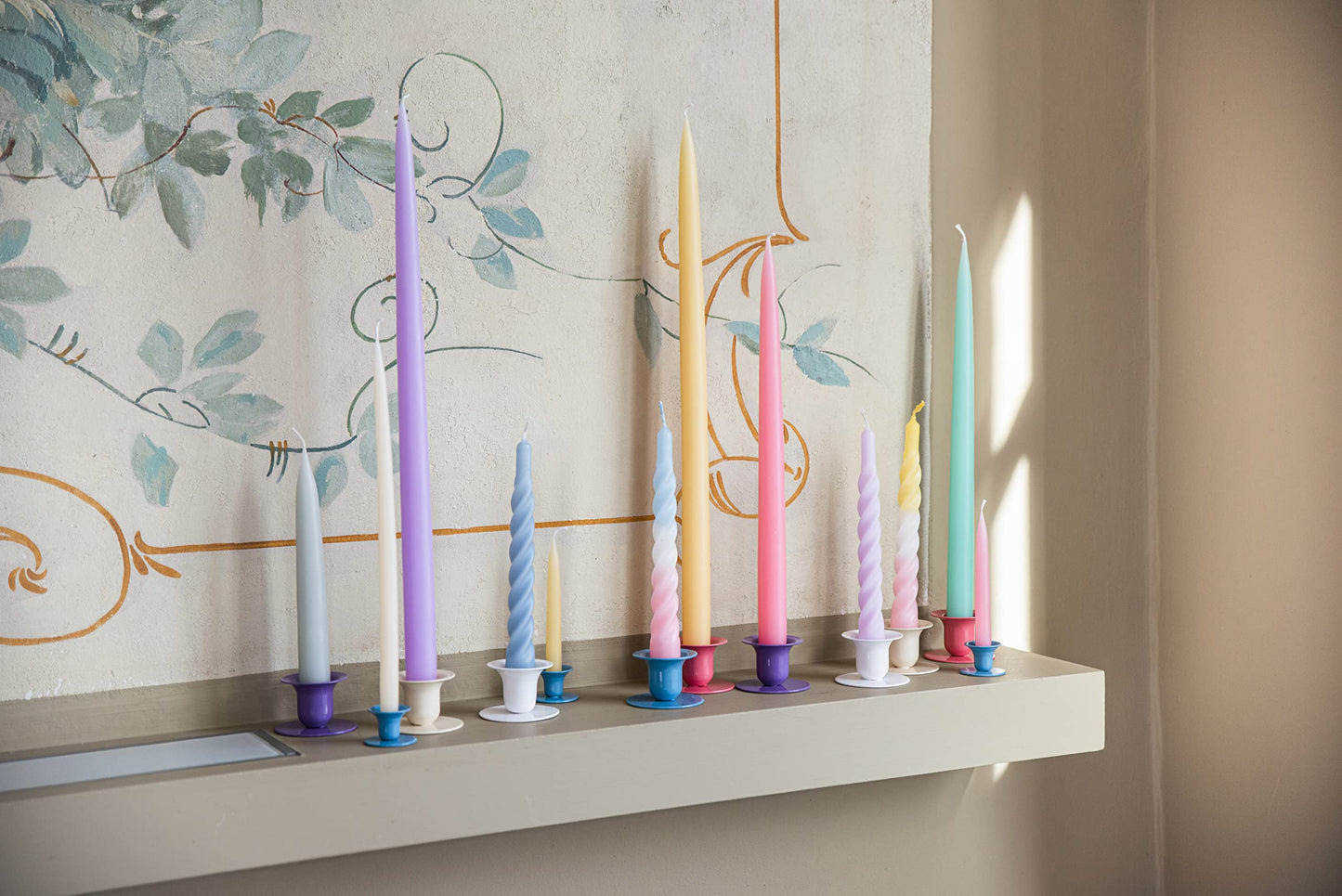 Kunstindustrien® Taper Candles, Set of 4, 13.8" – Made in Denmark, Long Burning Candles 15h, Unscented & Smokeless Candlesticks – Elegant Tall Candles for Weddings Dinners & Home Decor (Pastel Yellow)