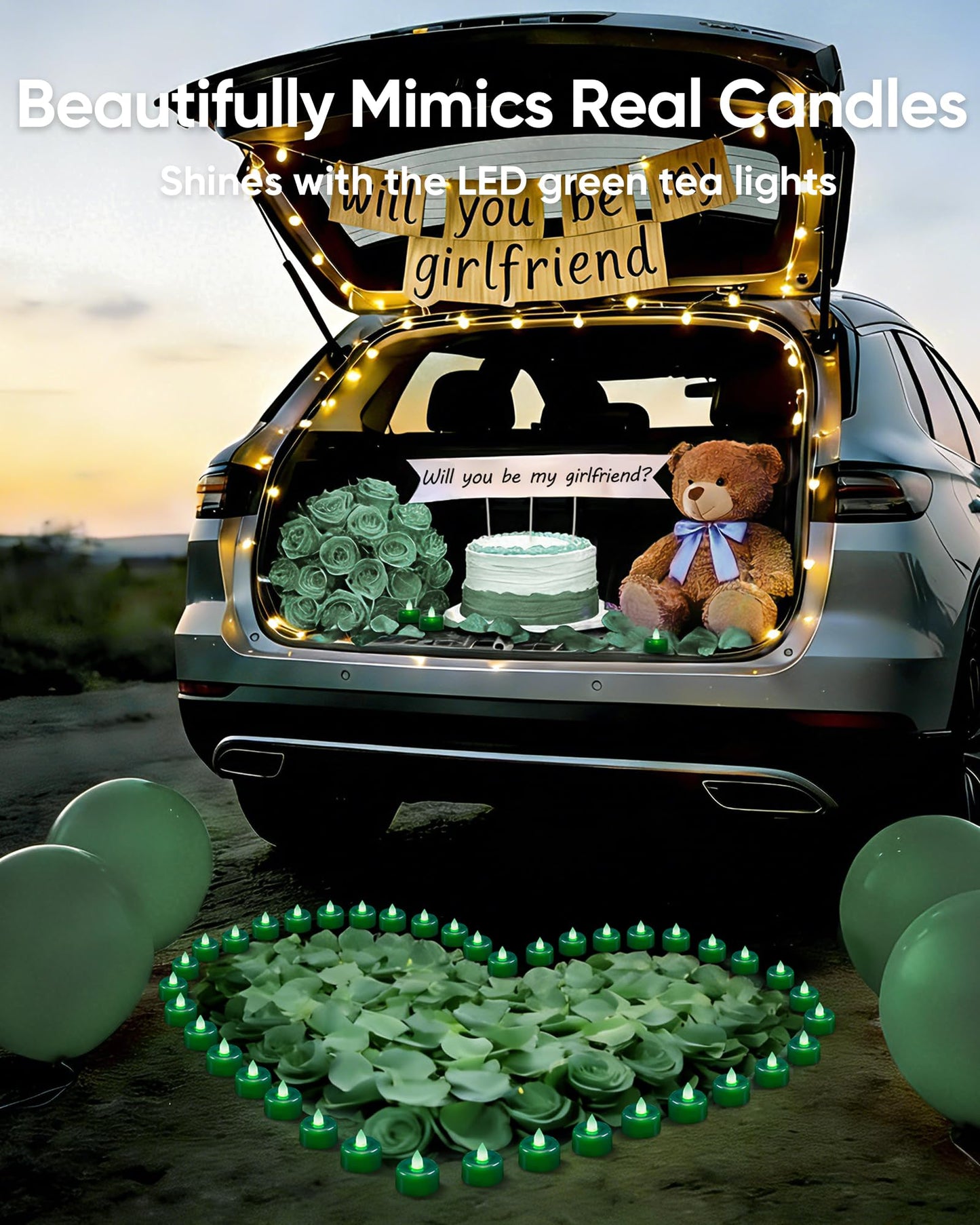 Amagic 24 Pack Green Flameless LED Tea Lights Candles Battery Operated, Electric Fake Tealight Candles for Party, Wedding, Table Centerpiece, Home Decor, Mardi Gras, Halloween, Christmas, St. Patrick