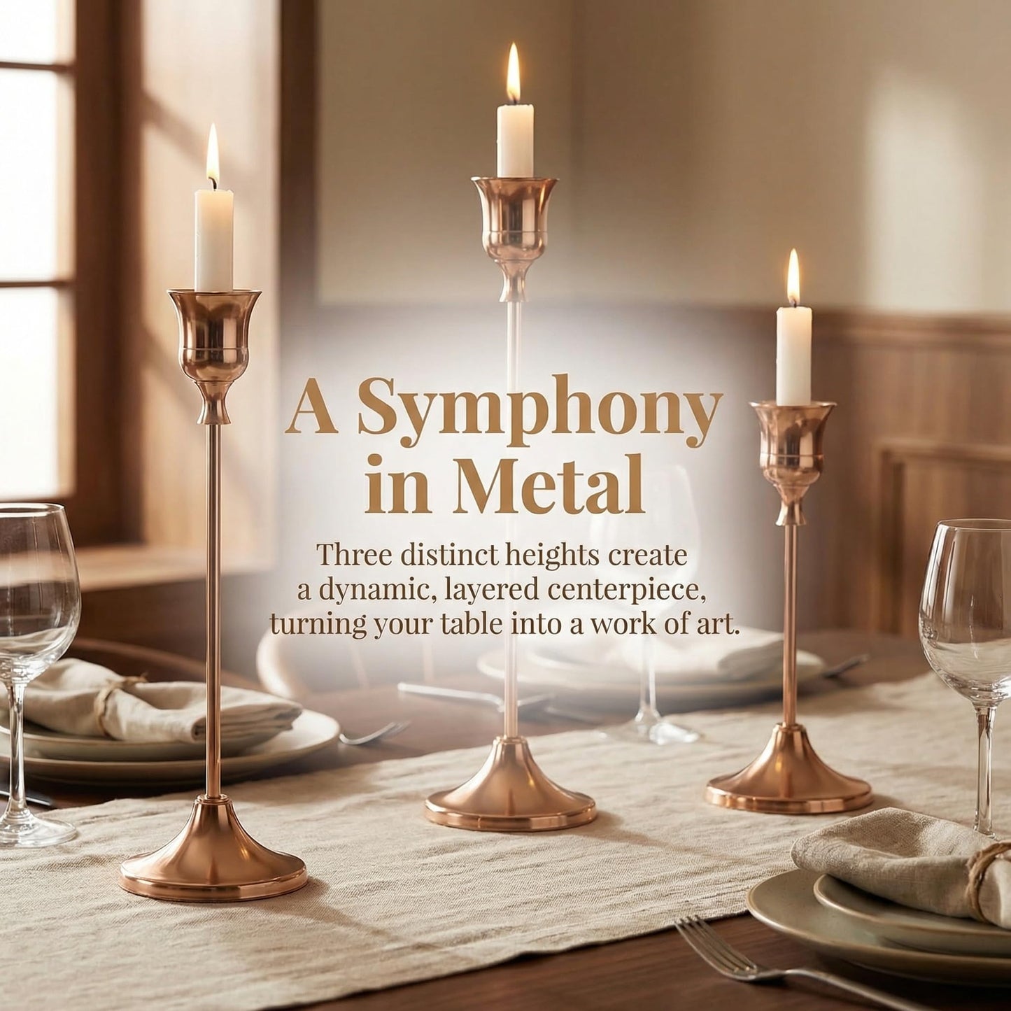 2 Sets(6 Pcs) French Gold Tapered Candle Holder,Candlestick Tall Metal Candlestick Holders for Table Centerpiece Home Decor for Wedding Fireplace Mantel Housewarming Gift Fits 3/4 Inch Thick Candles