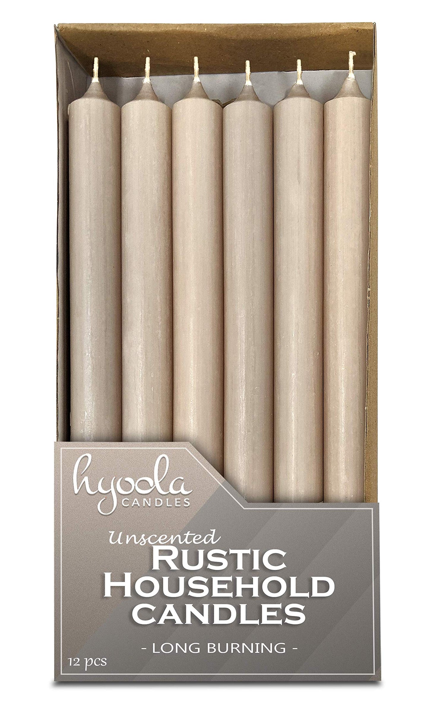Hyoola 10 Inch Dinner Candles - 12 Pack - Sahara Tall Unscented Rustic Long Burning Candle Sticks