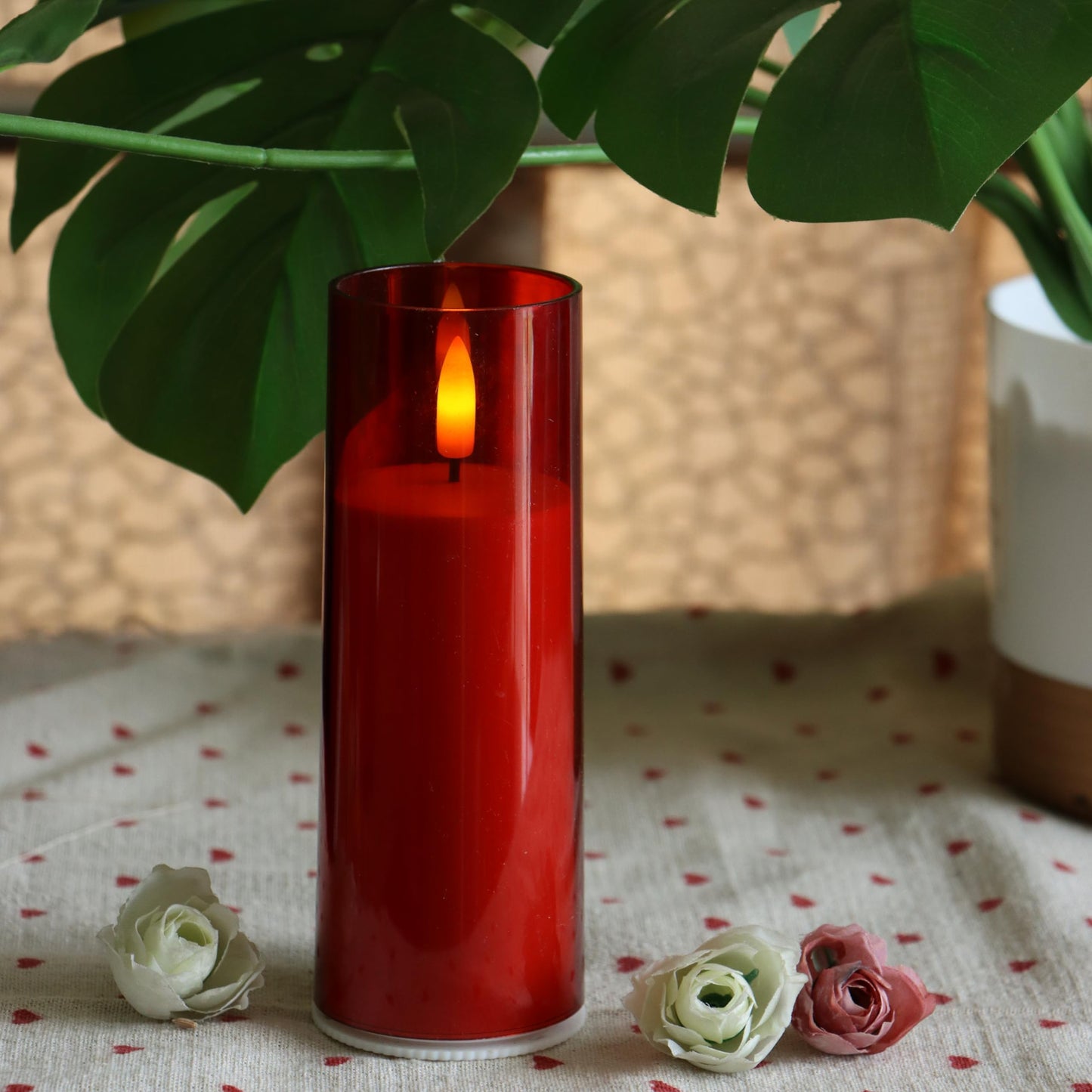 CANDLE CHOICE Indoor Outdoor Flameless Candles with Timer Waterproof Realistic Flickering Battery Operated Pillar LED Lights with Acrylic Shell Wedding Party Christmas Decorations 6 Pack 2”x6” Red
