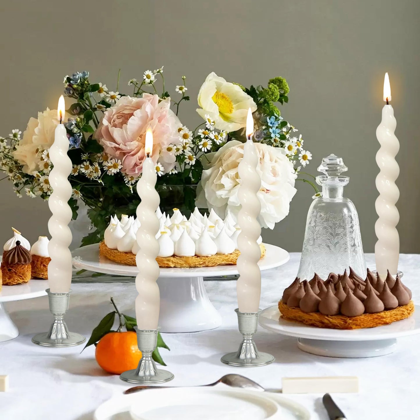 Spiral Taper Candles Stick Curve Unscented White Dinner Candle Twisted Candlesticks for Wedding Home Decor Holiday Relaxation Ambiance & Special Occasions