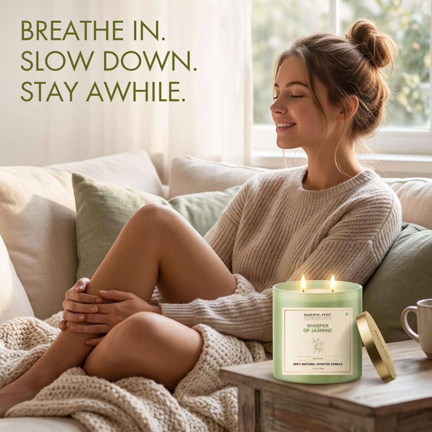 Majestic Pure Candle Jasmine, Natural Scented Candle, 10oz Large Jar with up to 45+ Hours Burn, Giftable